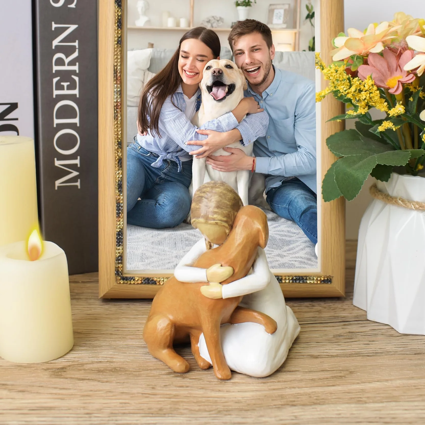 Lnrkai Regalos conmemorativos para mascotas por pérdida de perro, regalo de recuerdo de perro fallecido, resina esculpida a mano, regalos de condolencias para amantes de las mascotas, adopción de