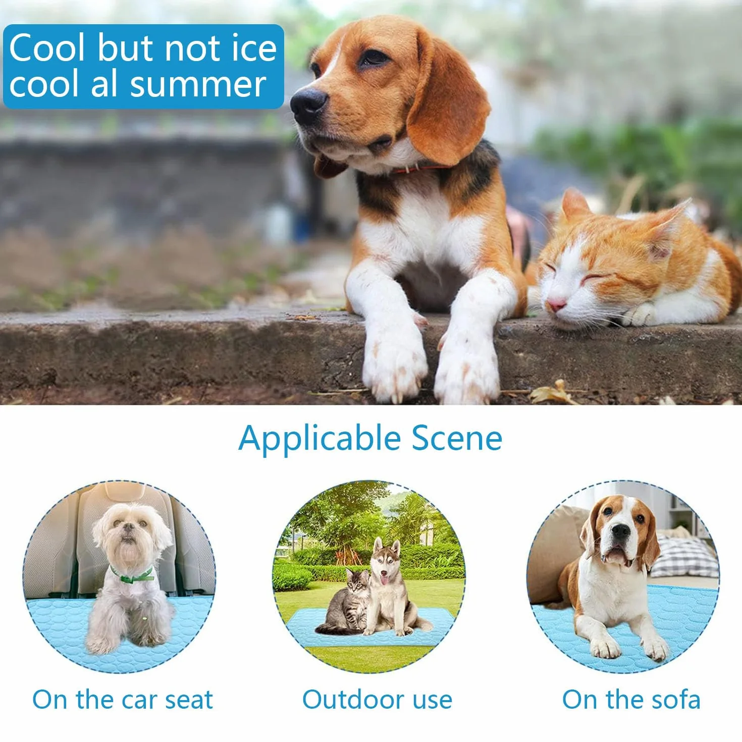 YXHZVON Alfombrilla Refrescante para Mascotas, Manta Refrigerante Perro, Cama Frio Animales Colchon Mascotas para Verano, 100 x 70 cm, XL, Azul