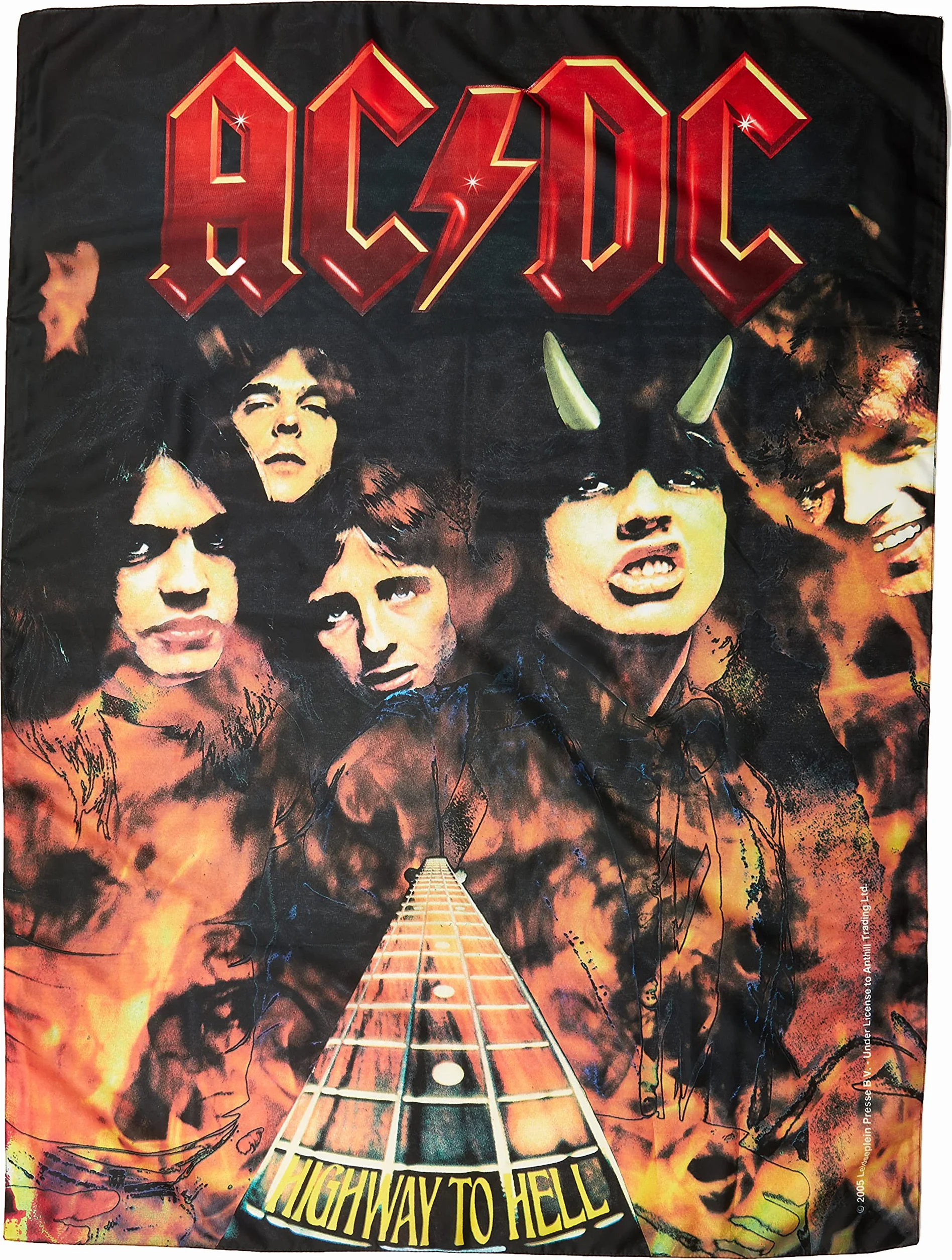 AC/DC Highway to Hell Bandera Original Heart Rock Tela Multicolor 110x75x0.1 cm