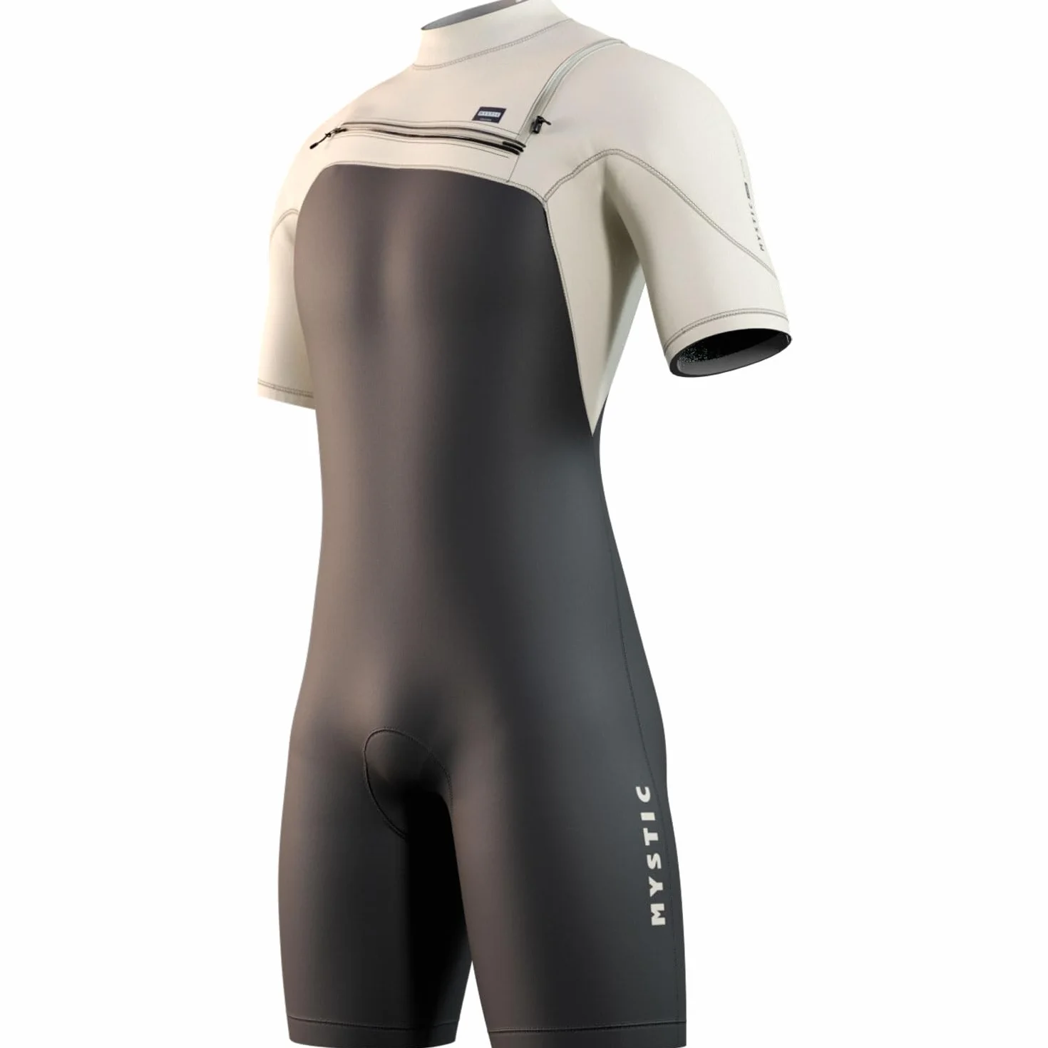 Mystic Motion Traje de neopreno corto 3/2 mm cremallera frontal arena negra