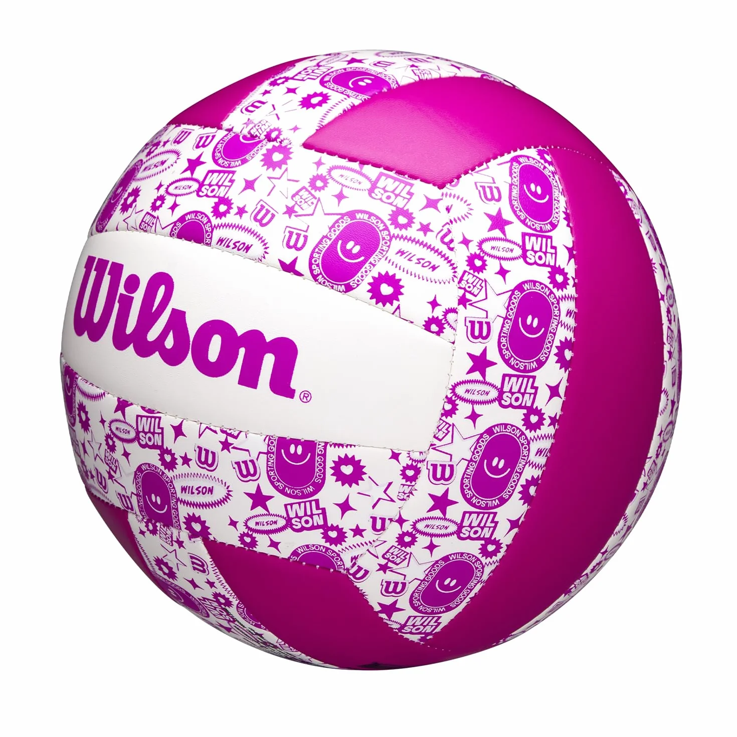 Wilson Pelota de Voleibol Stamp, Cuero Sintético, Tamaño Oficial, Morado y Blanco