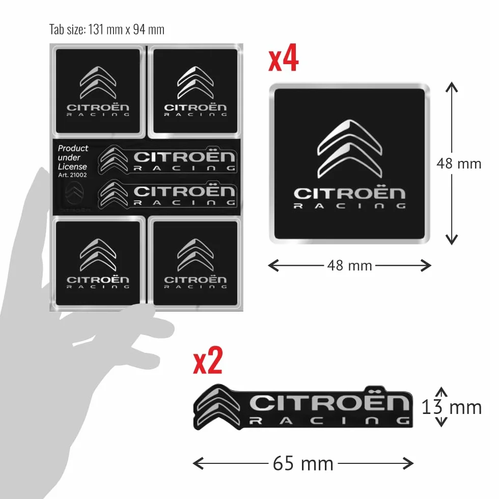 Citroen Racing Pegatinas Oficiales 6 Logotipos, Negro