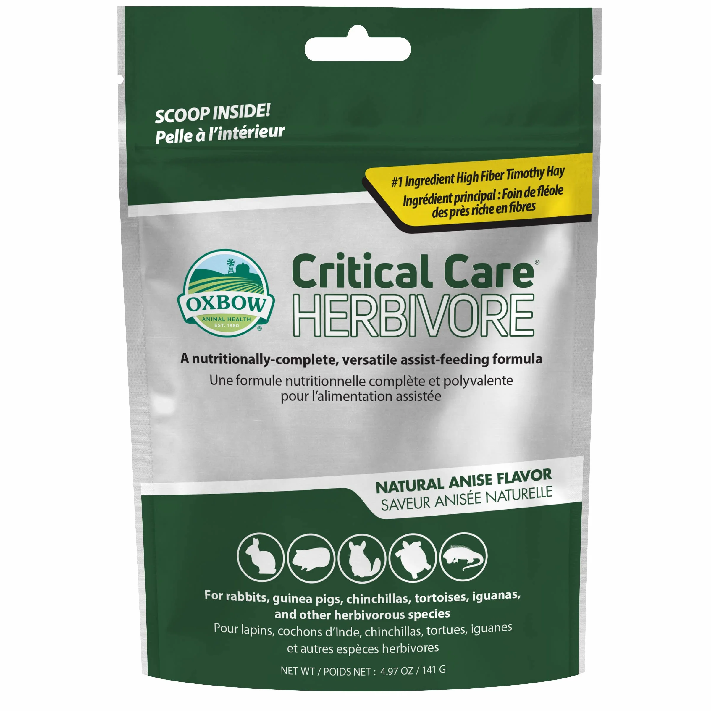 Oxbow Animal Health Critical Care, herbívoro, Sabor a anís, Bolsa de 141 Gramos (70100)