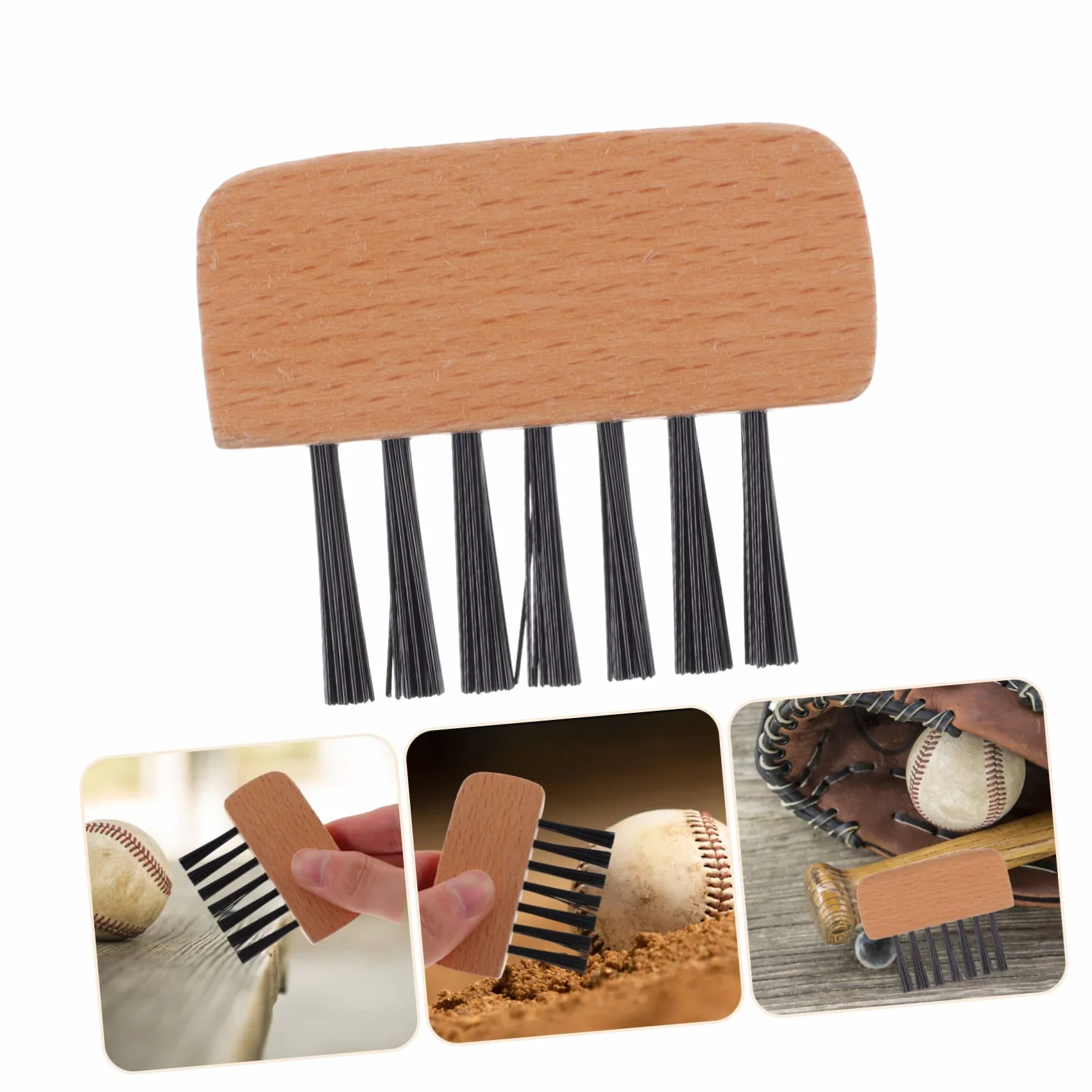 Cepillo Profesional de Sóftbol y Béisbol, Mango de Madera, 3 Piezas, Accesorio de Árbitro