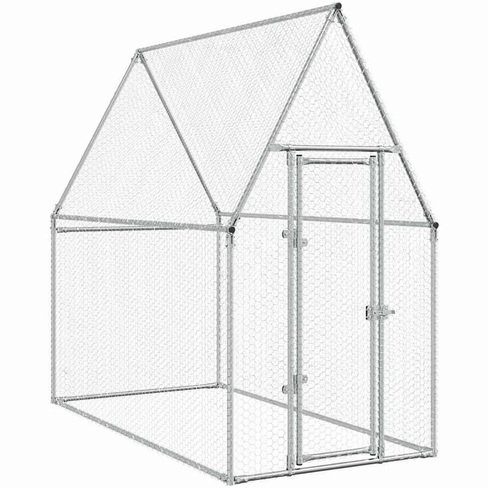 Gallinero de acero galvanizado 200x100x190 cm, gran espacio de actividad para gallinas, patos, conejos y gansos, con puerta bloqueable para seguridad exterior