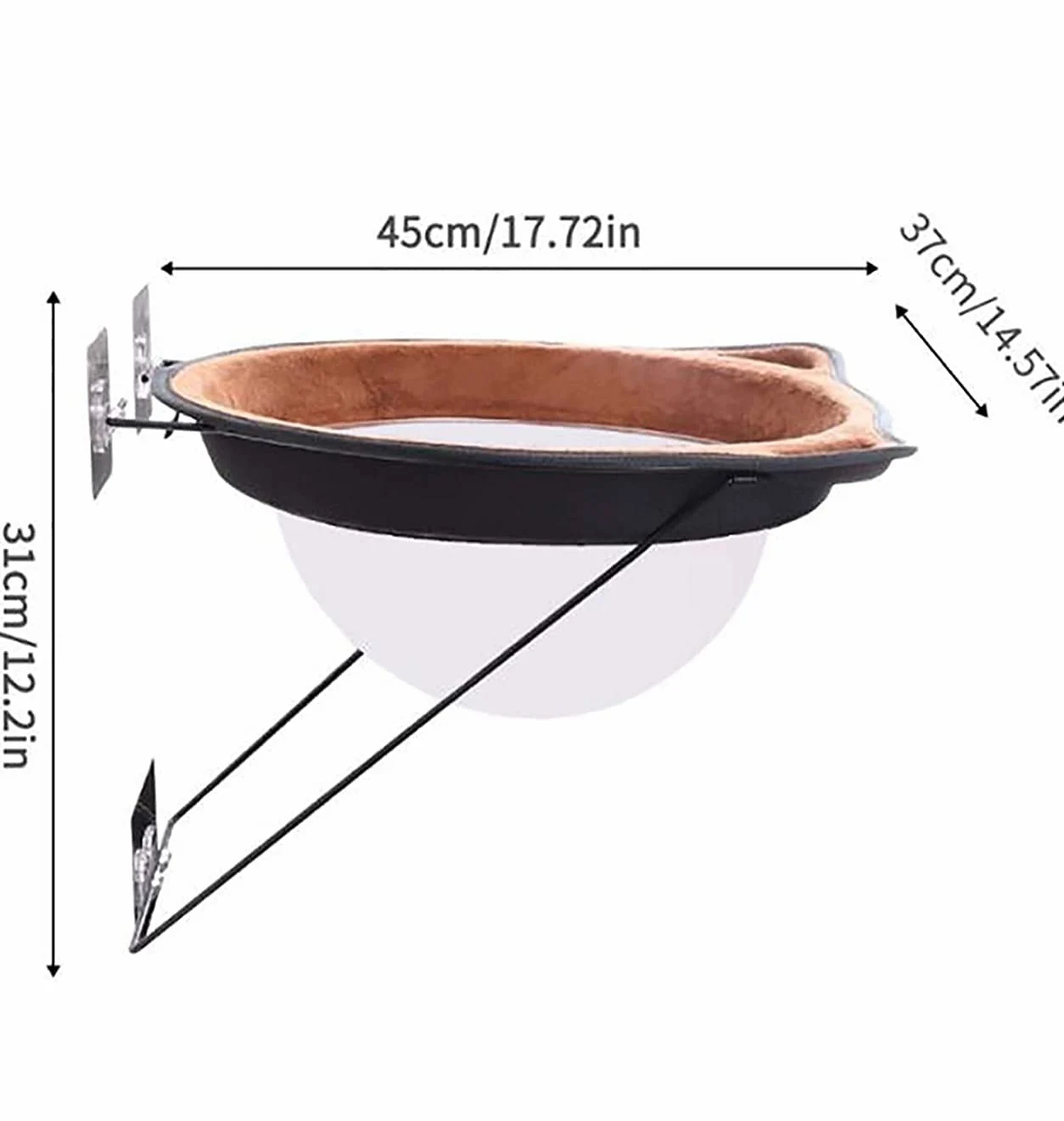 Hamaca de Gato para VentanaCama para gatos, hamaca para gatos, cama colgante para mascotas, perchas para ventanas de gatos, asiento para gatos, hamaca para gatos con ventosa de 37 x 37 cm, duradera pa