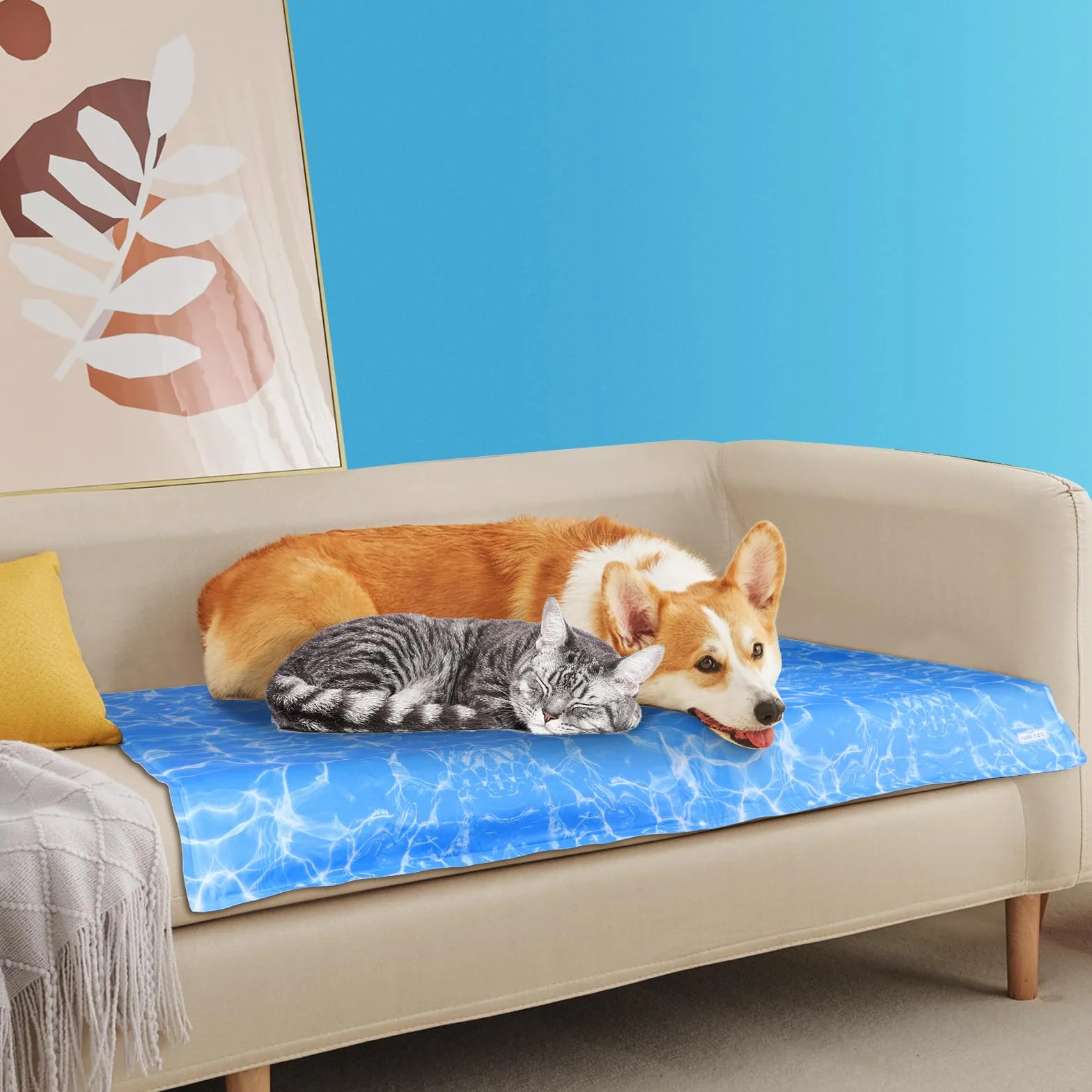 Nobleza - Alfombrilla refrescante para Mascotas Grandes. Auto refrigerante No tóxico. Ideal para para Perros, Gatos en Verano. 65 * 50 cm, Color Azul M