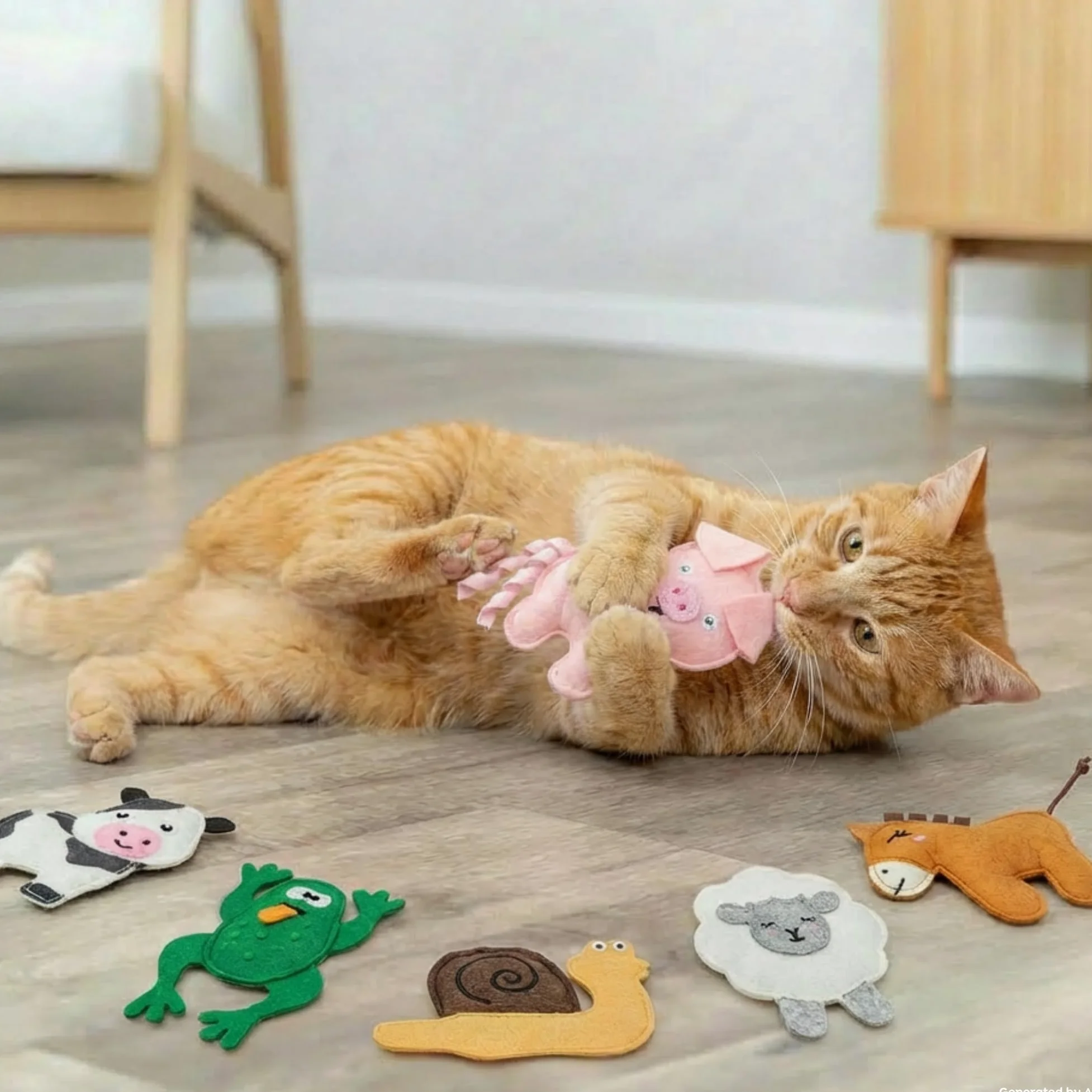 TRIXIE Animales de Granja de Fieltro para Gatos con Hierba gatera – 1 Pieza