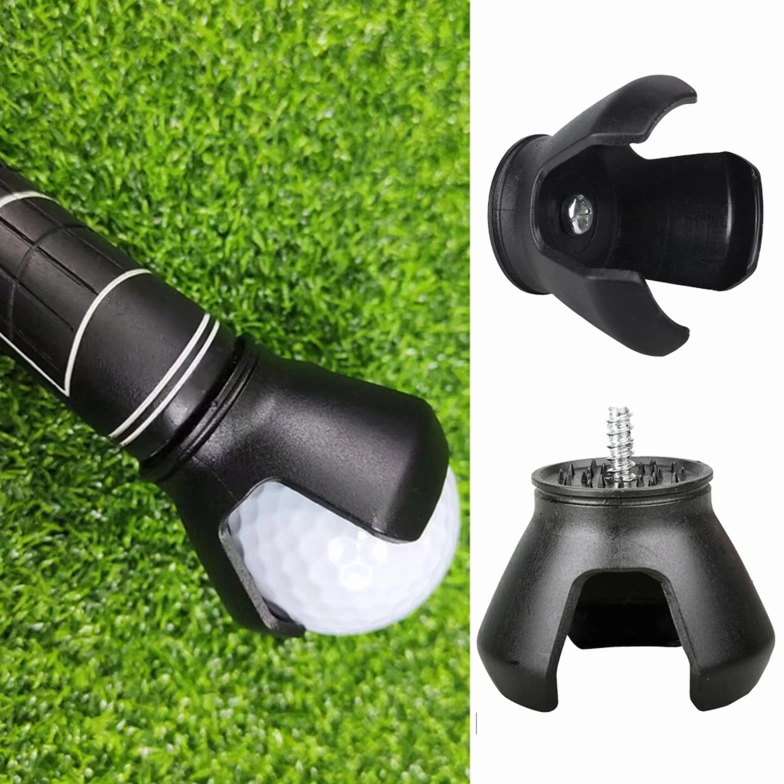 UncleS agarradores de pelotas de golf con tornillo de base sólida, accesorio portátil para recogida fácil sin doblar