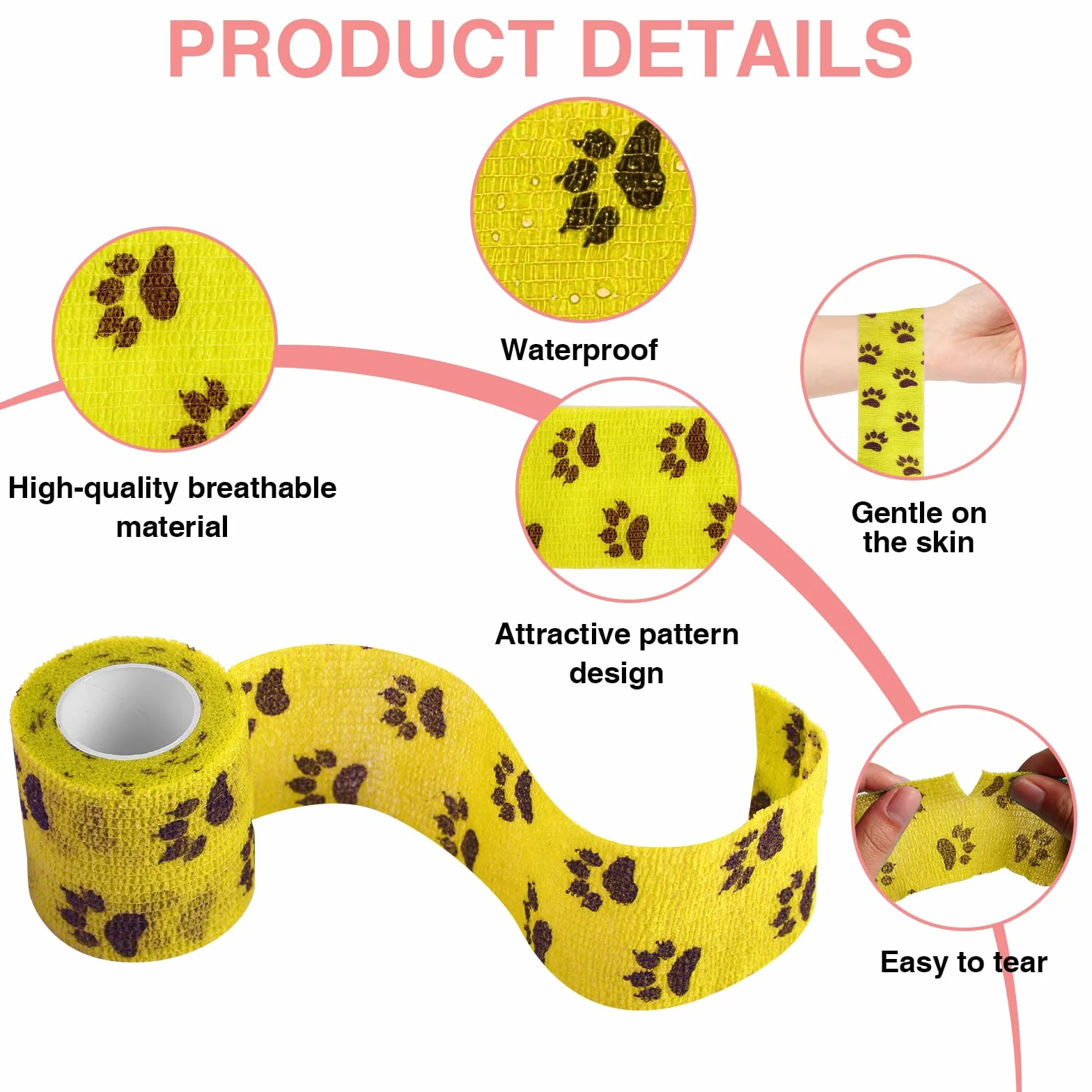 12 piezas de vendas autoadhesivas, venda cohesiva, vendas cohesivas y venda autoadhesiva elástica para perros, caballos y otros animales – Ideal para cuidar articulaciones, tobillos y más, 5cm x 4,5 m