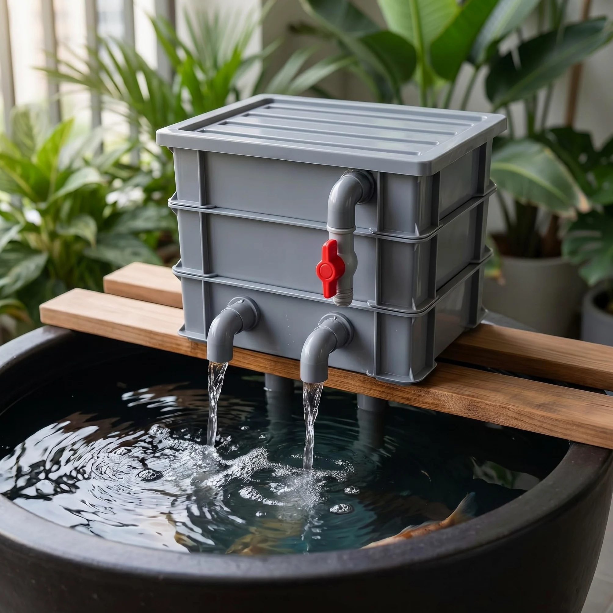 Filtro para Acuario, Caja De Goteo Externa con Cascada Y Flujo Ajustable, Sistema De Circulación De Agua para Pecera DIY, Bomba Y Material Filtrante No Incluidos. Gray 24.5x17.5x42.5cm