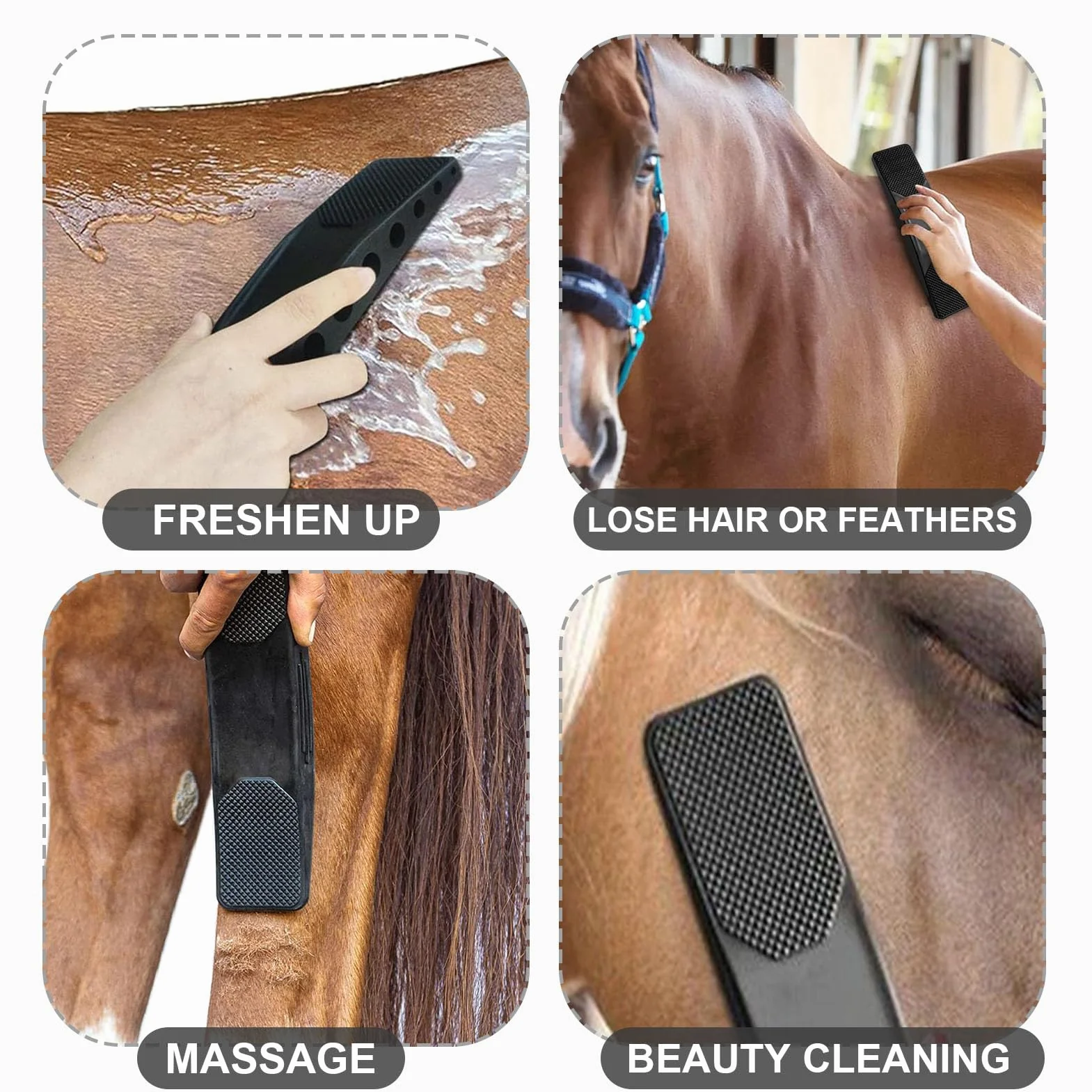 2 Pcs Peine De Masaje De Caballo,6 En 1 Peine Masajeador Para Caballos,Cepillos Para El Cuidado Del Caballo,Cepillo De Raíz De Caballo,Eliminar El Pelo Seco y Suelto De Los Perros De Caballo