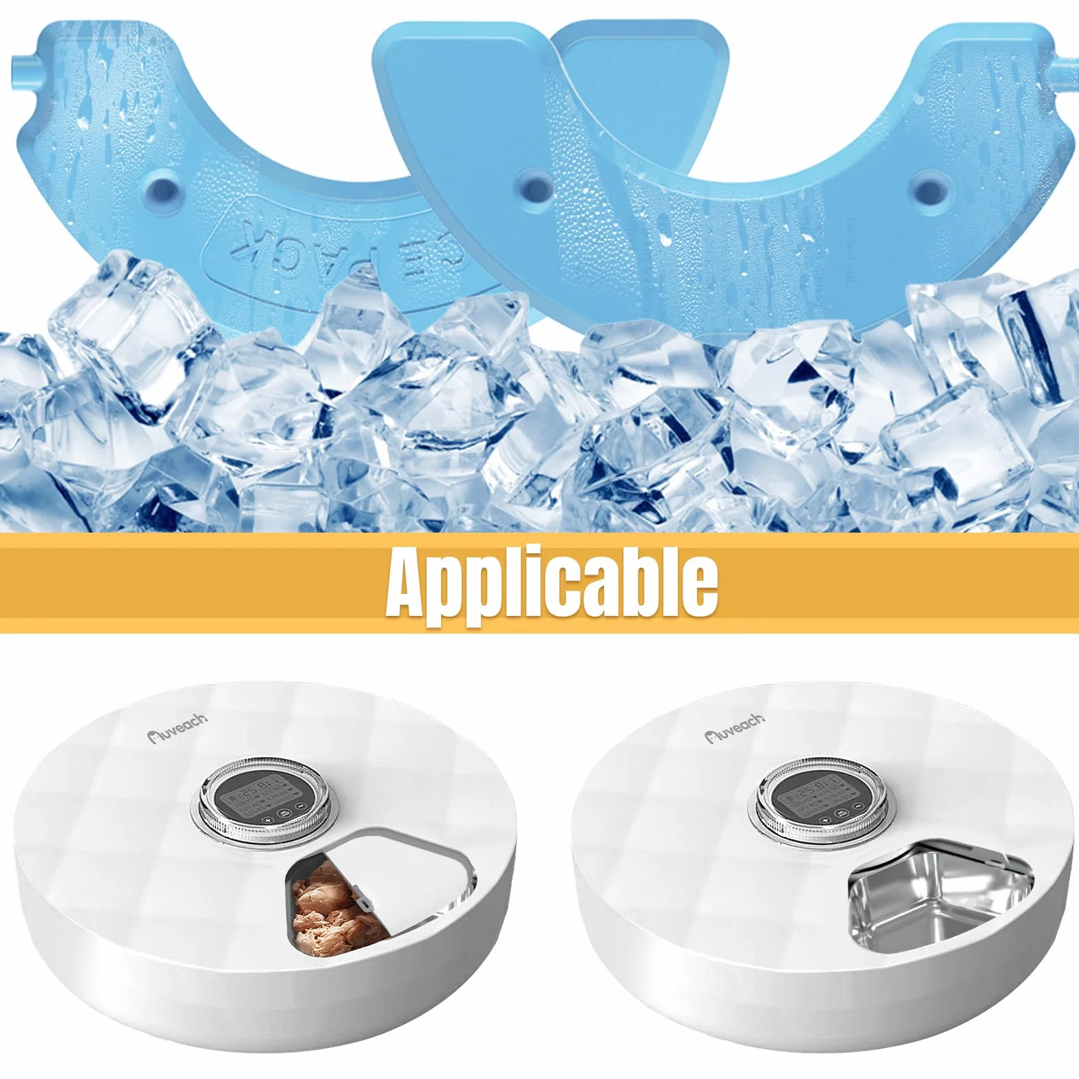Repuestos de Paquetes de Hielo para Alimentador Automático F19 Mascotas, 2 Unidades - Mantiene Comida Húmeda de Gatos Fresca
