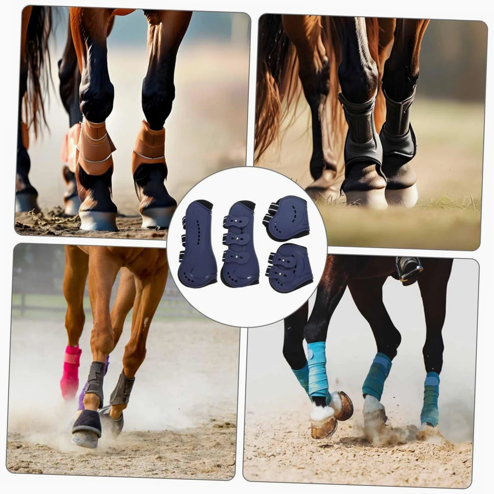Toddmomy 4piezas Botas De Tendón para Caballos Protección PU Delanteras y Traseras para y Paseos Diseño Ergonómico y Resistente