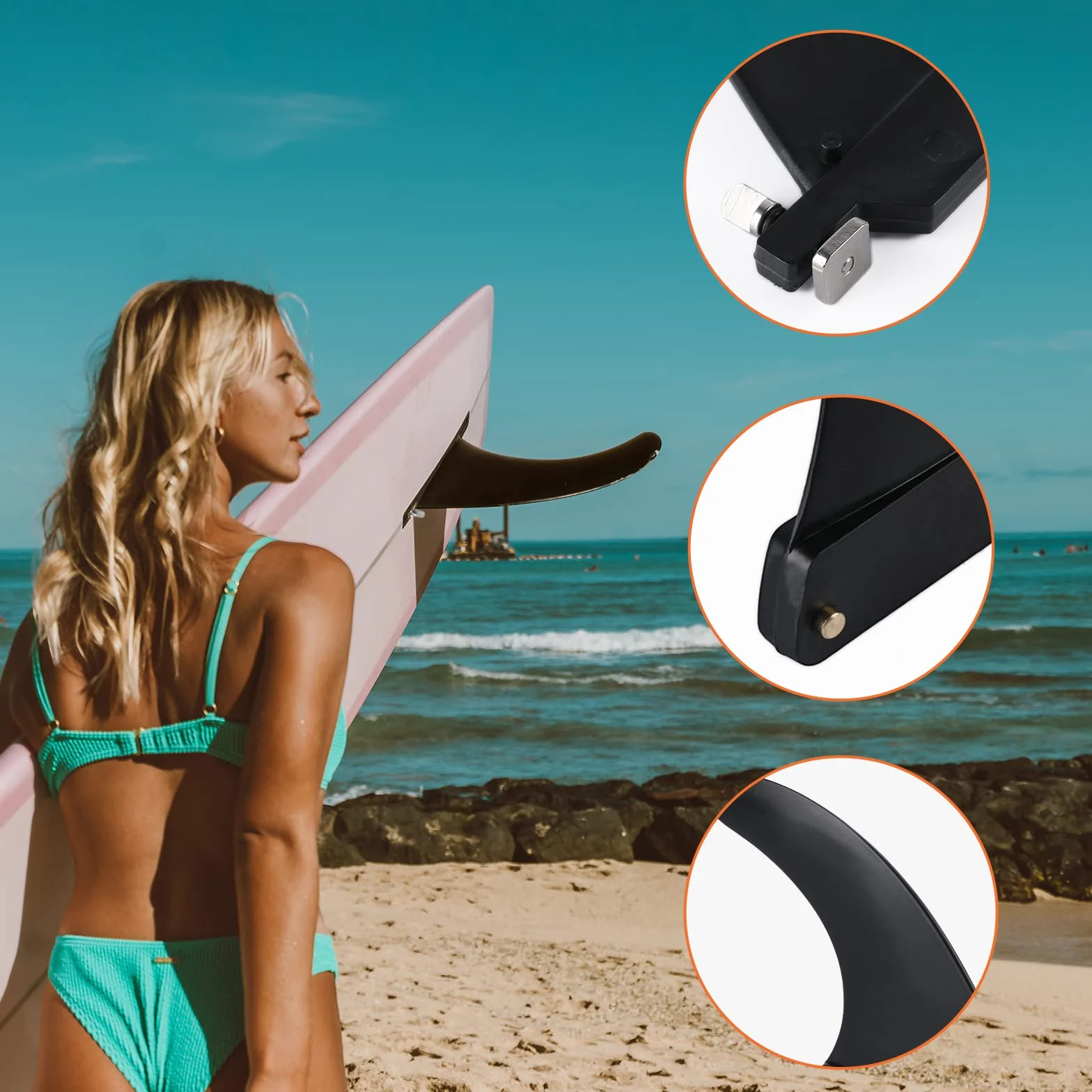Aleta de Tabla de Surf Nylon Quilla Paddle Surf Kayaks Hinchables Canoa Remo