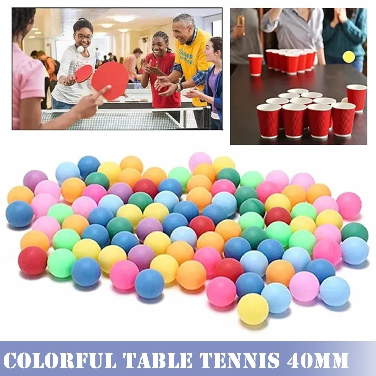 Pelotas de Ping Pong 50 Piezas 40 mm Plastico Estándar Mezcla de Colores