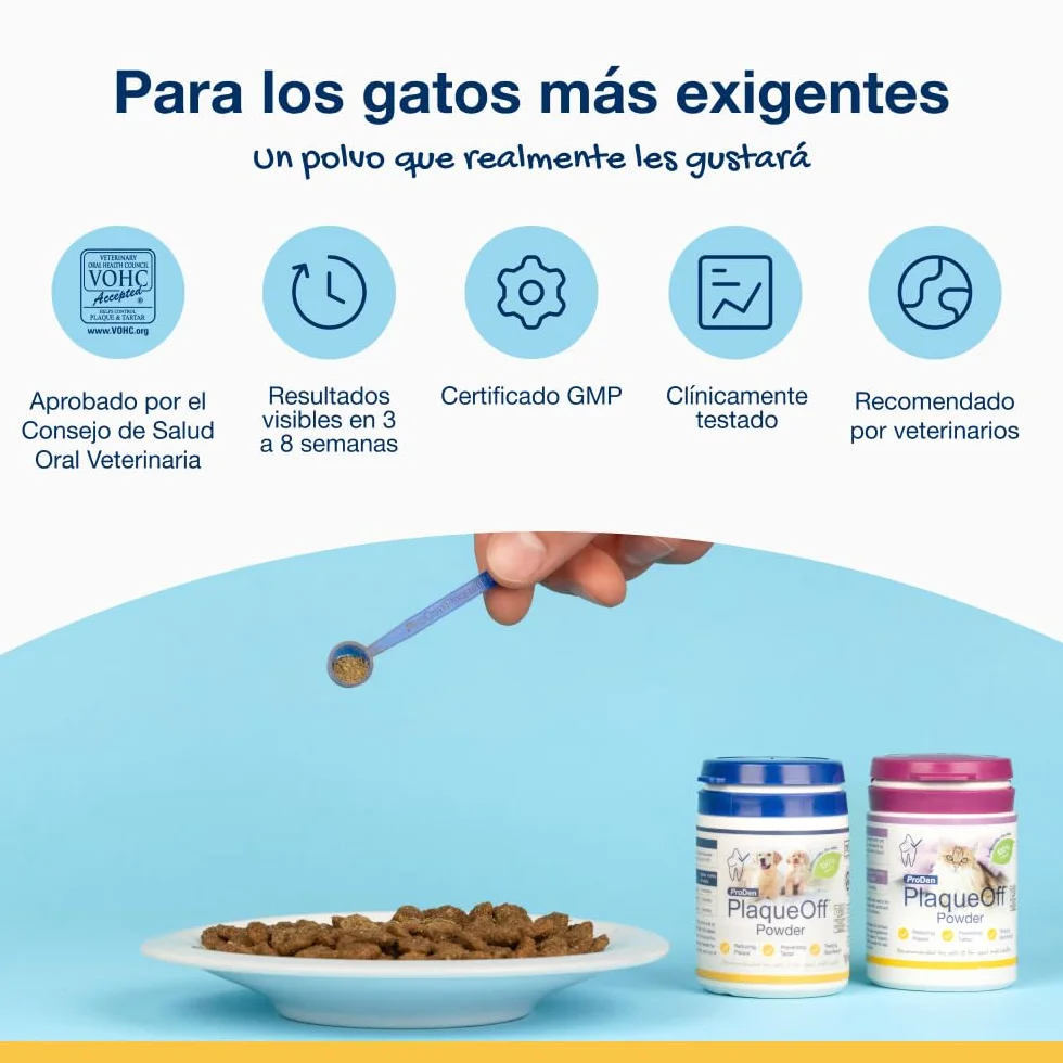 ProDen PlaqueOff Polvo para Gatos 40g – Limpiador Dental 100% Natural, Formula Gatos Exigentes, Ayuda a Eliminar Placa, Sarro y Mal Aliento, hasta 4 Meses de duración