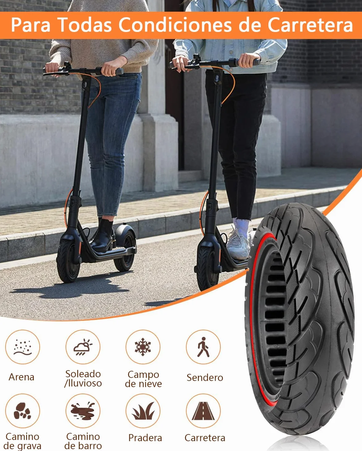 Neumáticos de Goma Maciza 60/70-6,5 10x2,5 para Segway Ninebot Max G30/G30E/G30LP Patinete Eléctrico Rueda de Repuesto Antipinchazo