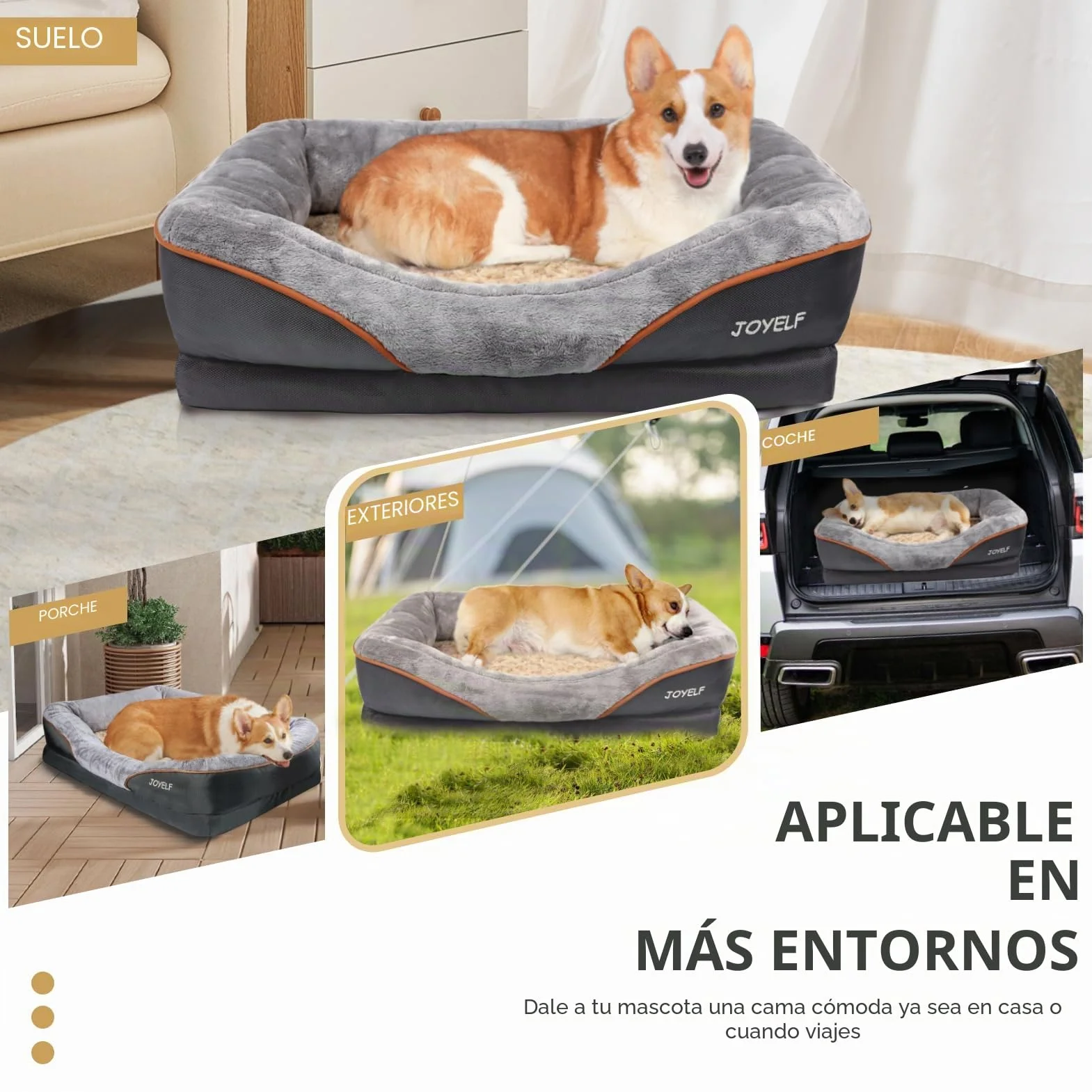 JOYELF Cama para Perro de Espuma viscoelástica Cama y sofá ortopédico pequeño para Perro con Funda Lavable extraíble y Juguetes chirriadores como Regalo