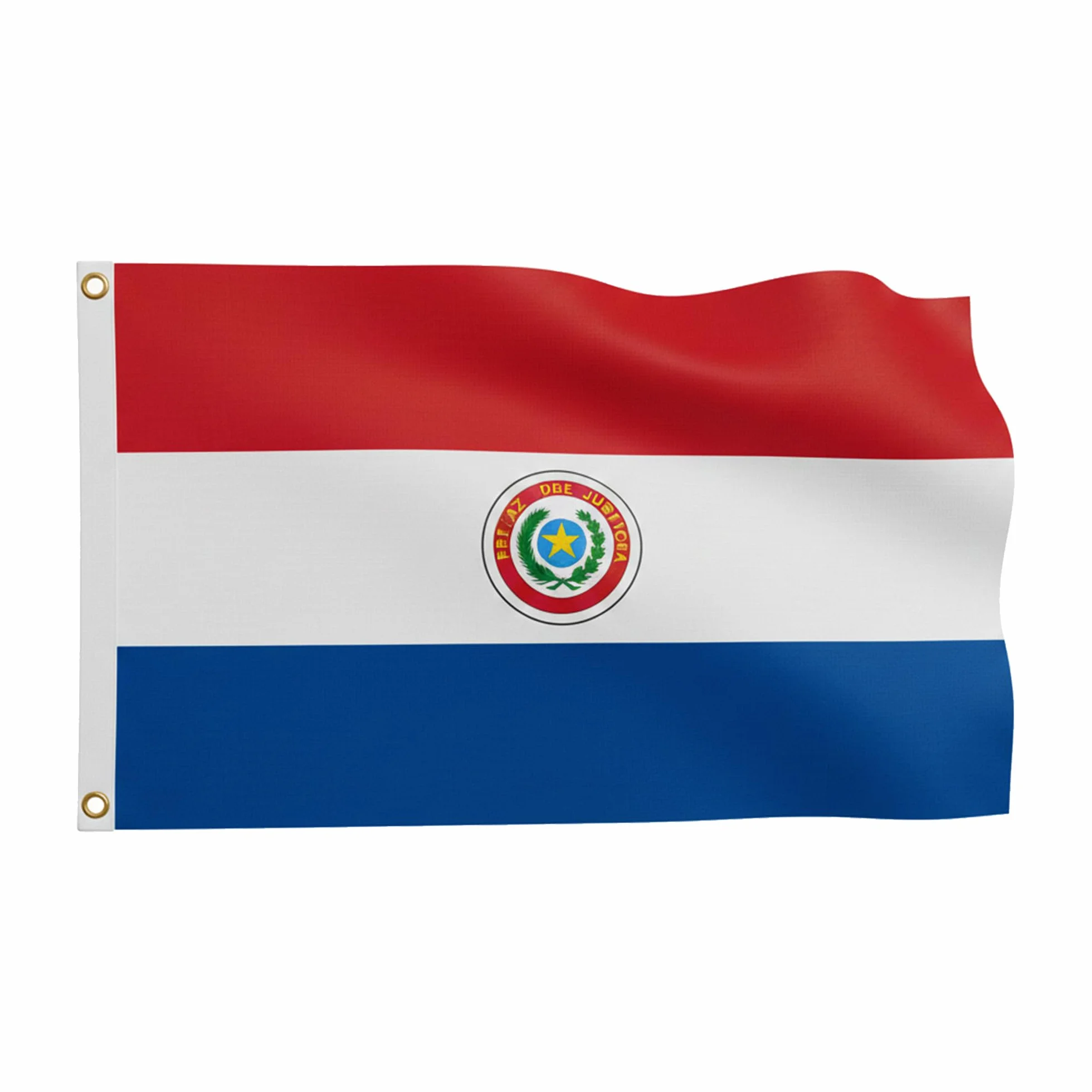 Bandera de Paraguay 90x150 cm Copa del Mundo 2026 – Poliéster resistente a la intemperie con escudo