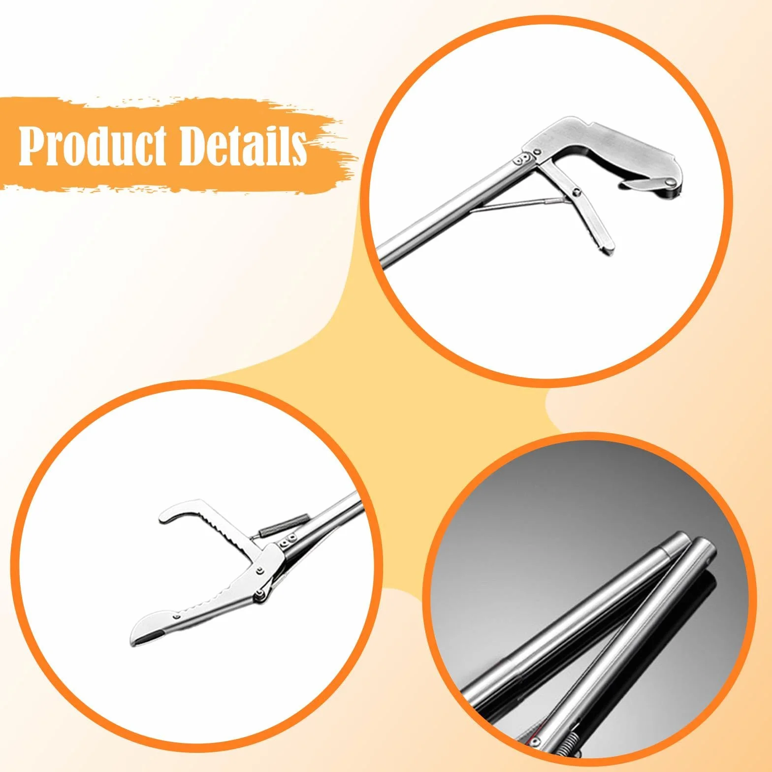 Colcolo Herramienta Plegable para atrapar Serpientes, Pinza para Serpientes de, Herramienta versátil para Alimentar, Ligera, Antideslizante, con, Caño Curvo de 200 Cm