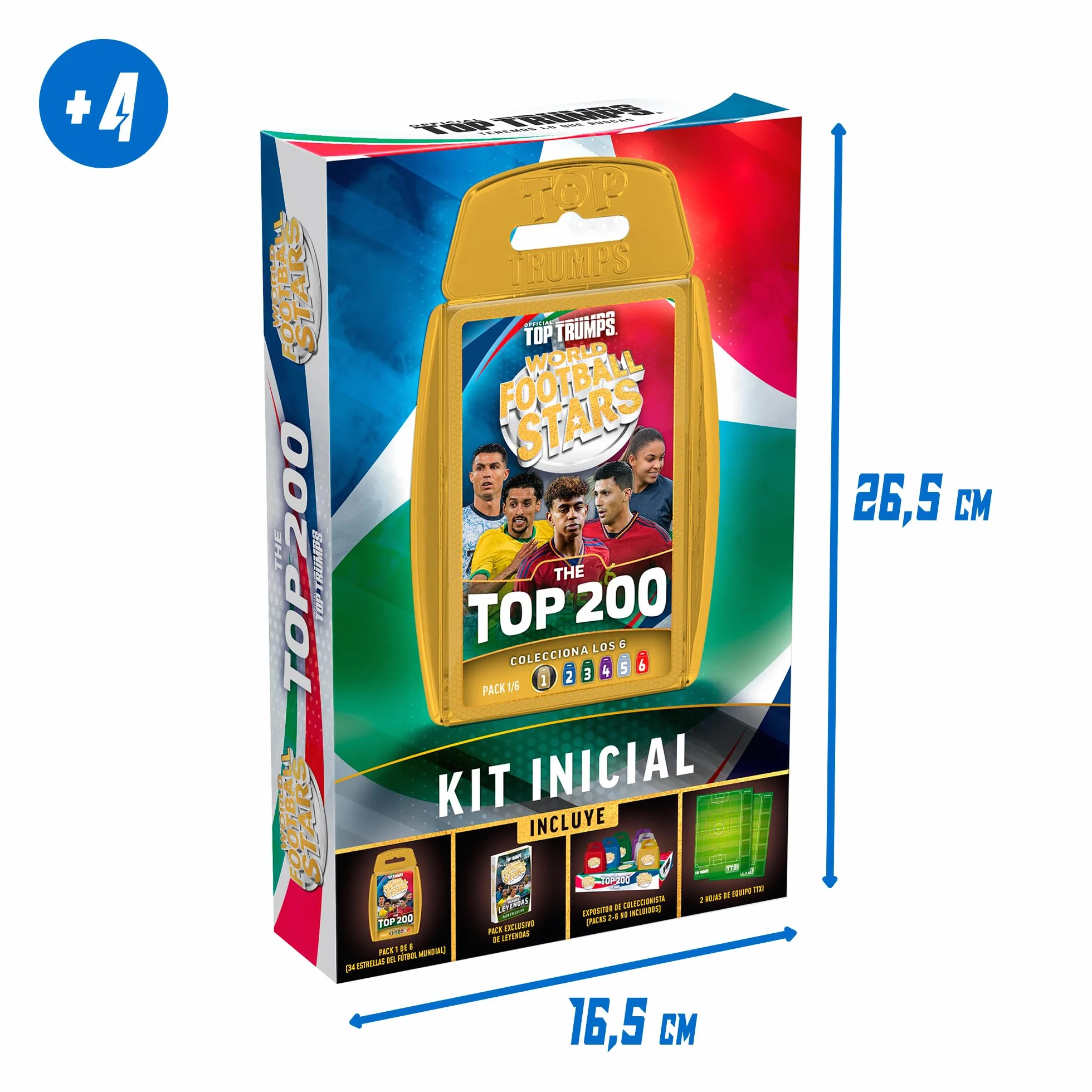 Bizak Futbol Mundial Top 200 Starter Kit con 34 Trading Cards, 18 Leyendas y Campo de Juego