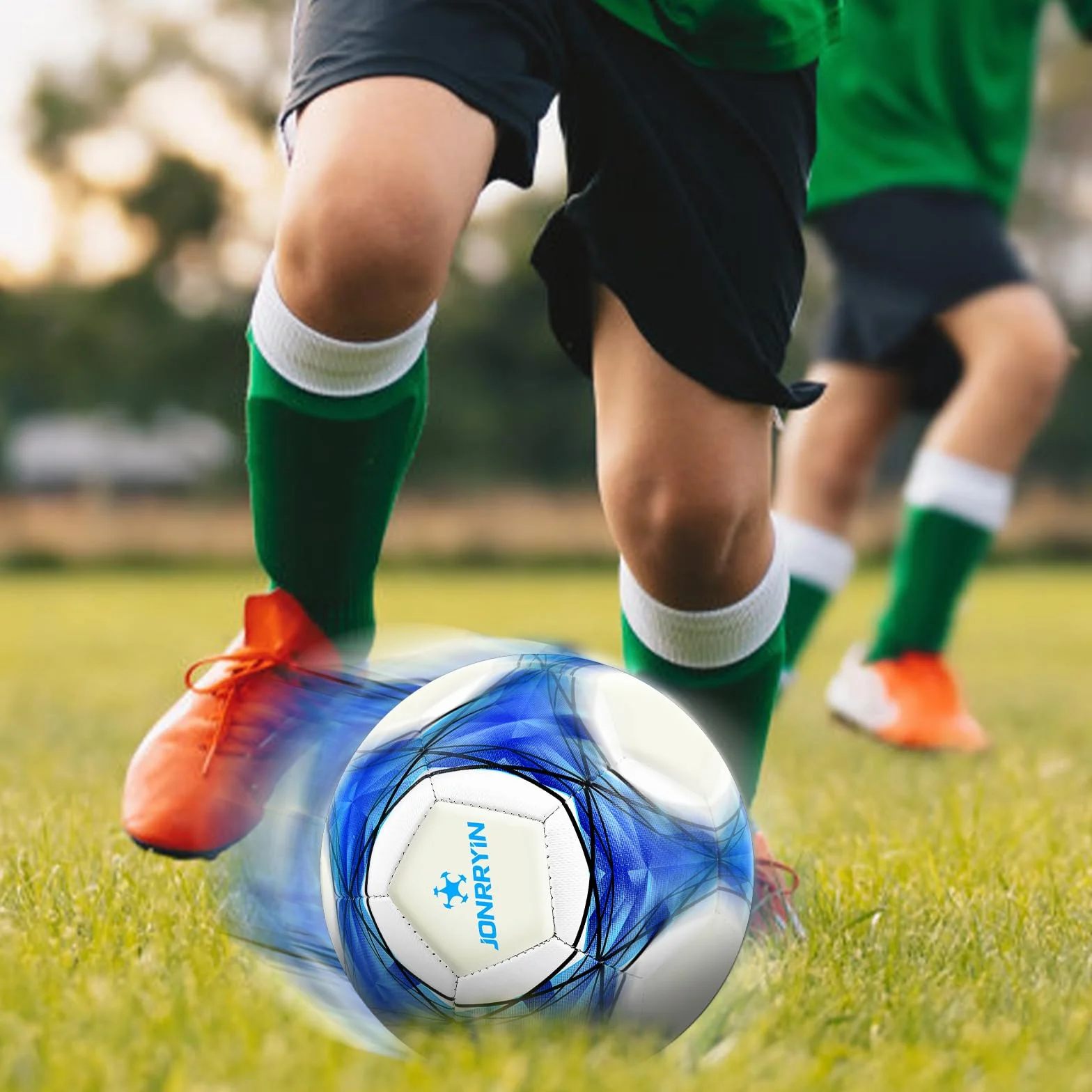 JONRRYIN Balón de Fútbol Iluminado Fluorescente Tamaño 5 para Entrenamiento y Juegos