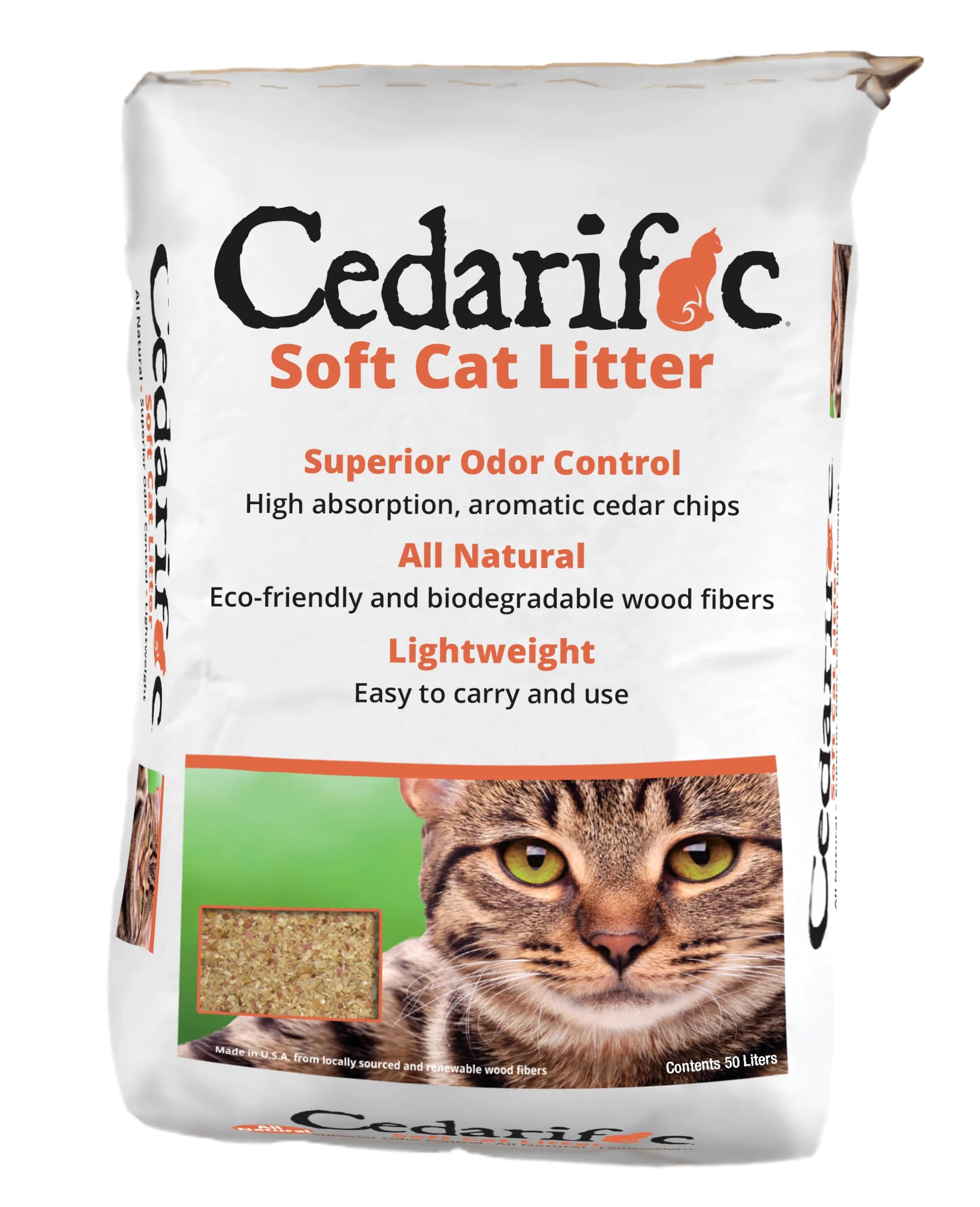Noreste de productos cedarific cedro natural virutas arena para gatos, bolsa de 50 litros
