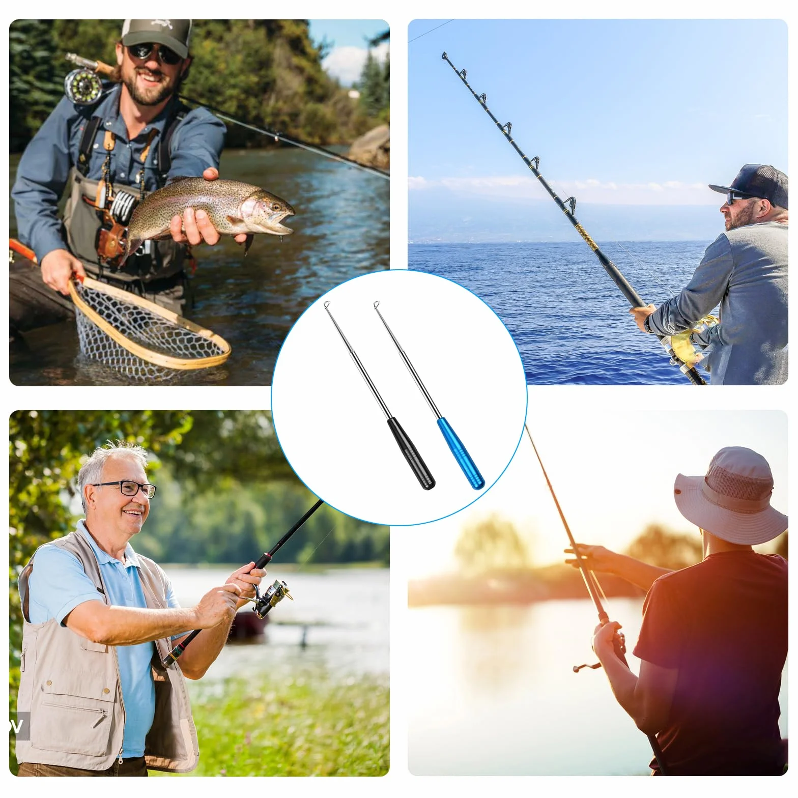 Removedor de Gancho Pesca Acero Inoxidable Extractor de Anzuelos con Tubo de Almacenamiento 17cm