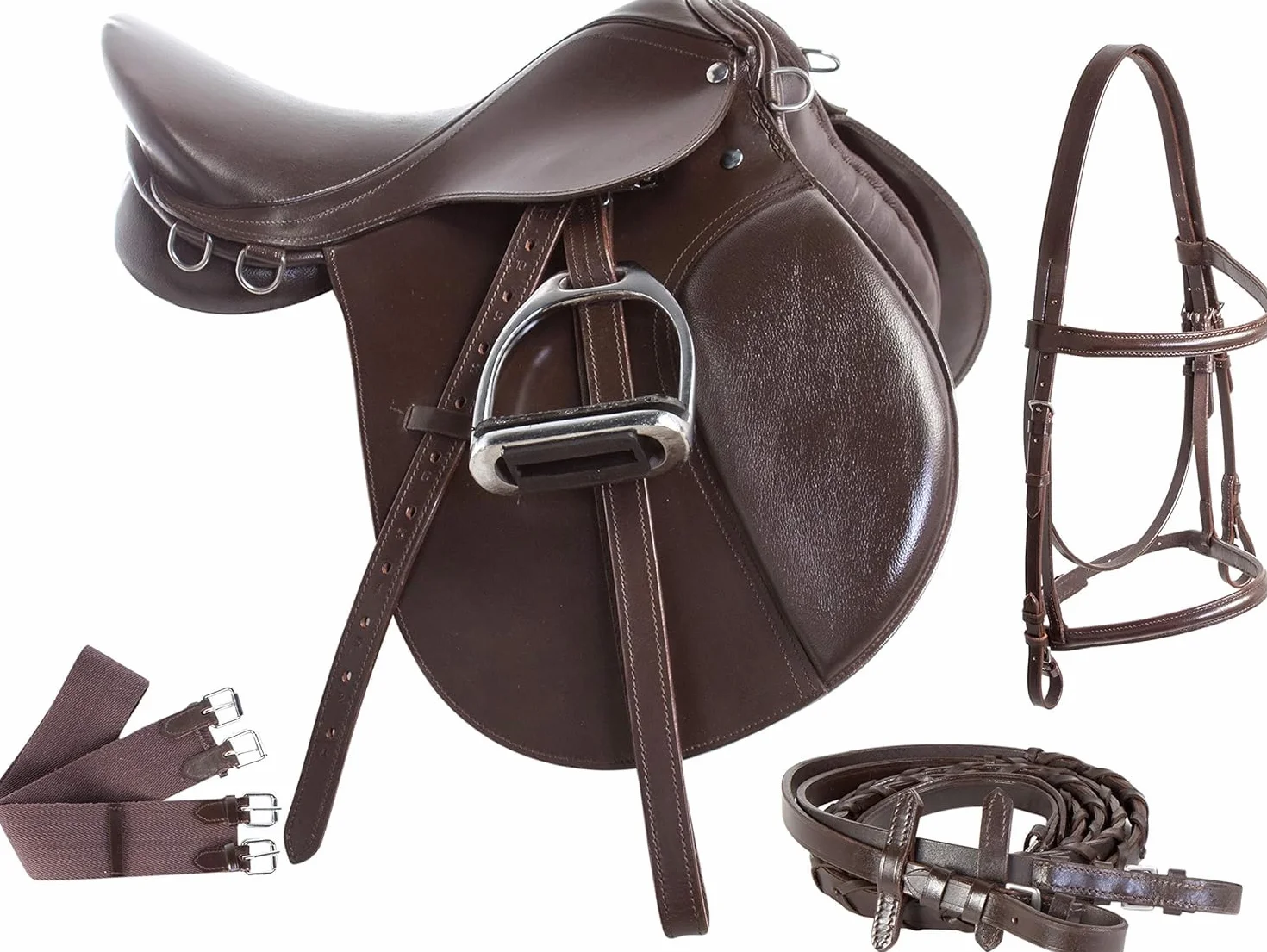 EU English Saddle - Tachuelas de piel para montar (asiento de 12 a 18 pulgadas)