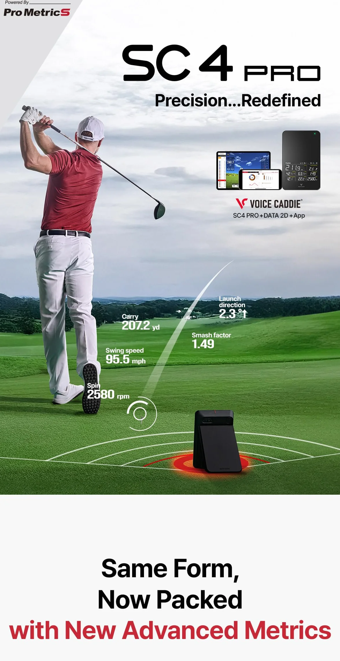 Voice Caddie SC4 Pro Monitor de Lanzamiento de Golf Simulador 3D con Funda Oficial