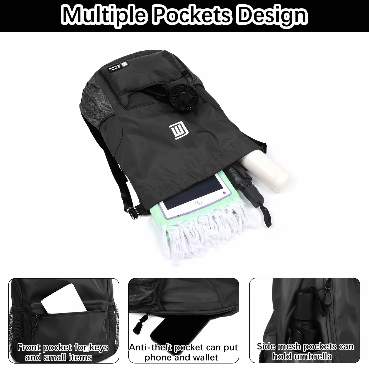 Mochila de Cuerdas Impermeable Gran Capacidad para Mujer Hombre Deportiva