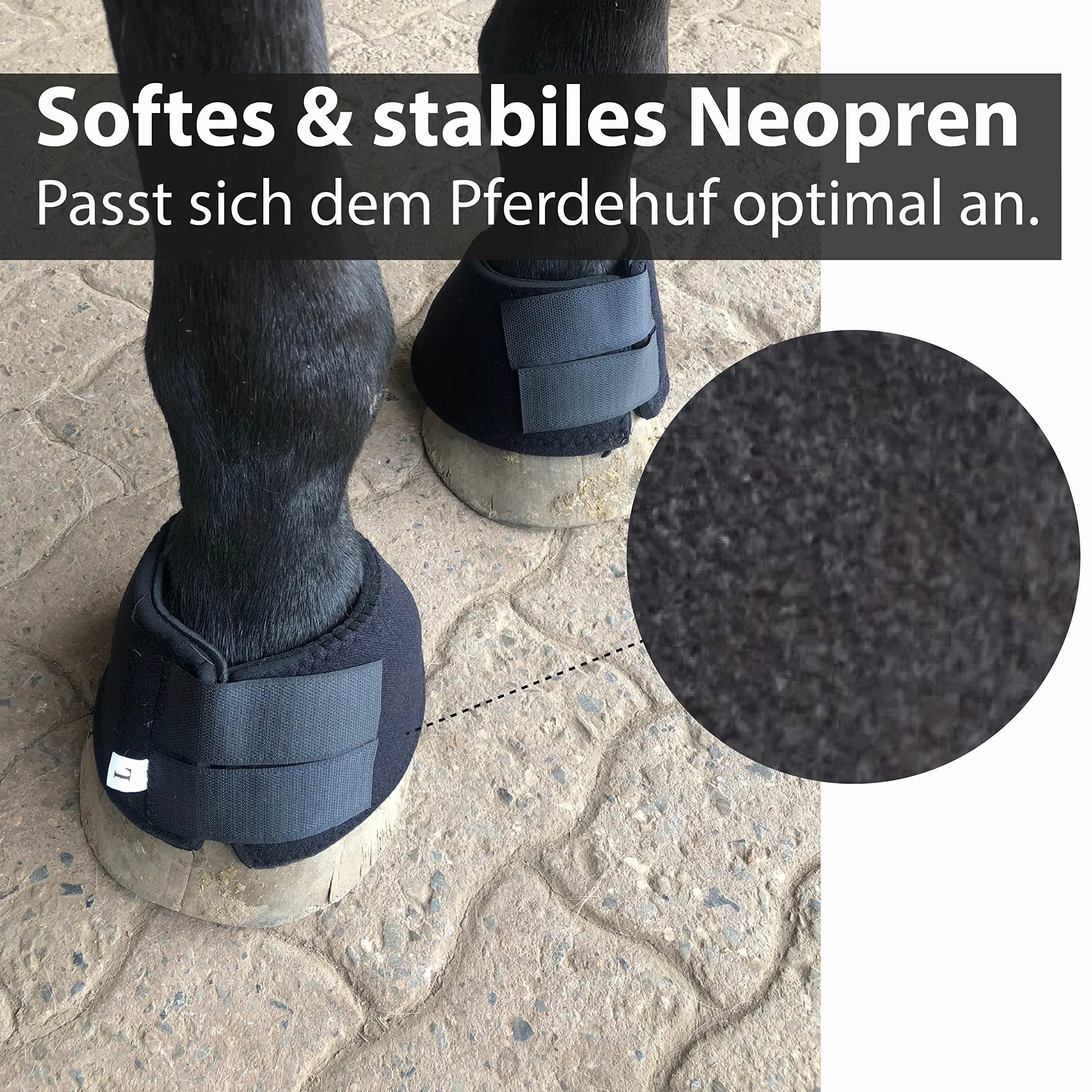 Campanas para caballos, ponis | sangre caliente y sangre fría | negro | neopreno campanas de saltar S-XL | protección de pezuñas para montar a caballo, saltar terreno (XL (negro))
