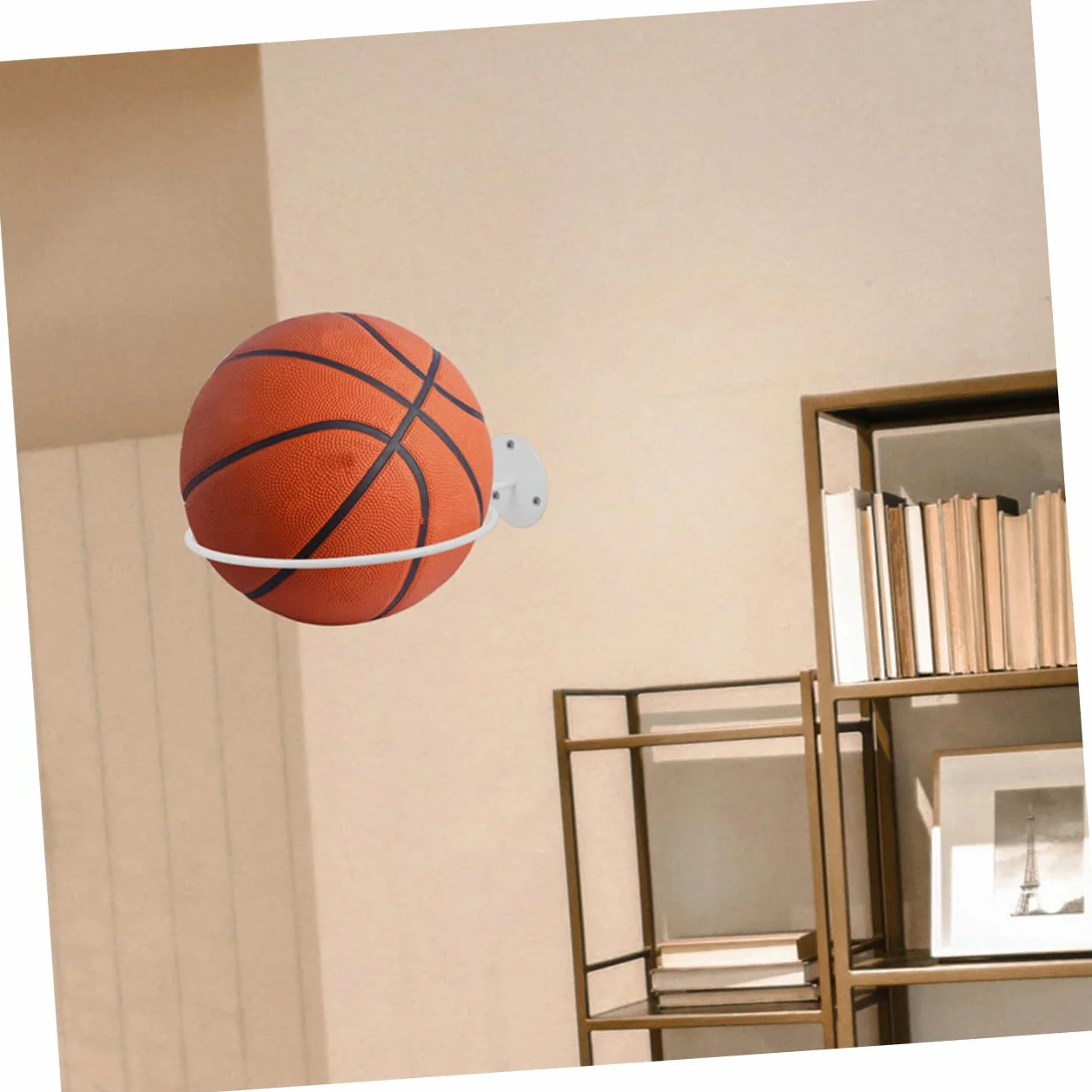 Soporte Multifuncional de Pared para Balones de Fútbol y Voleibol Paquete de 4 Hierro Blanco