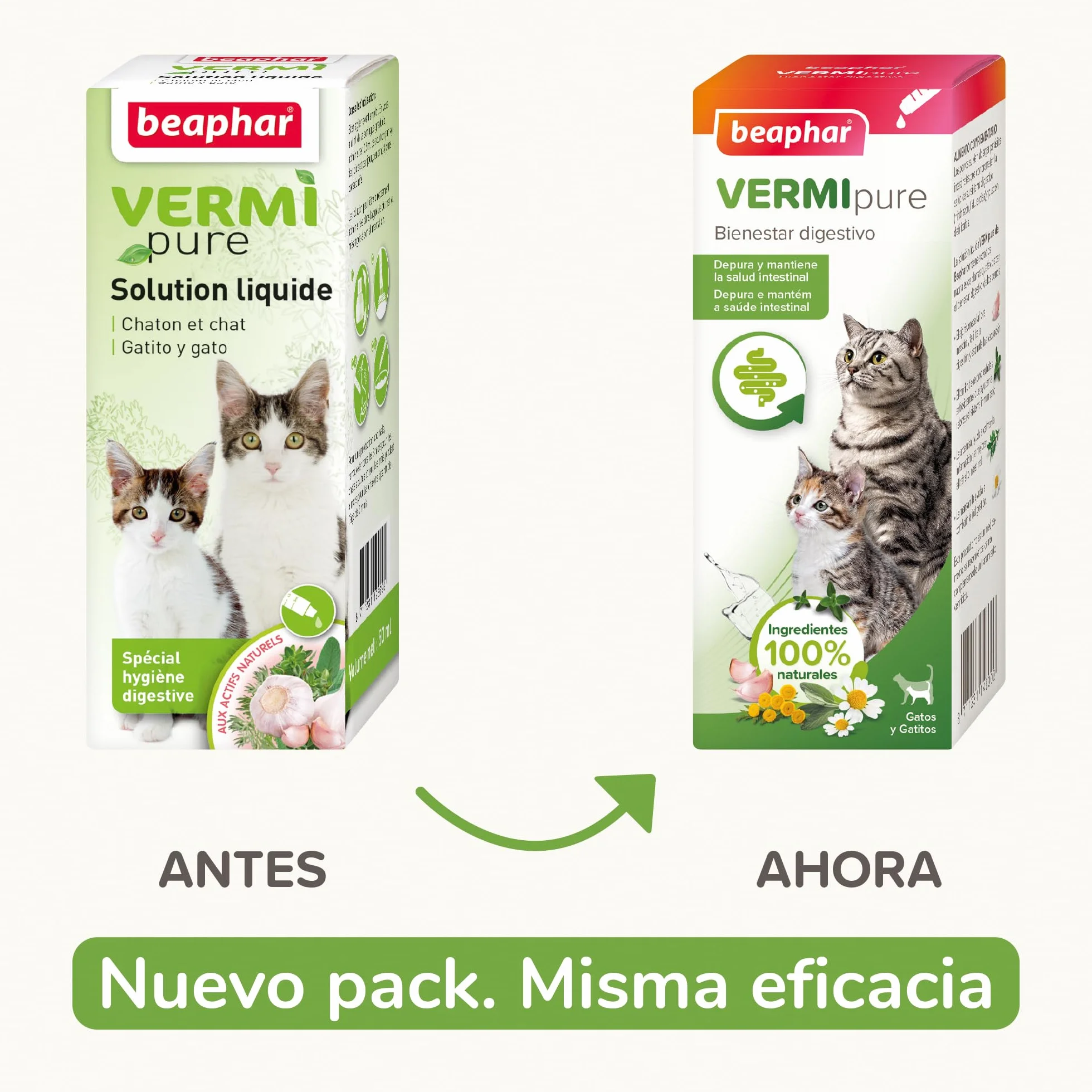 Beaphar VERMIpure Solución Líquida Natural Gatos y Gatitos - 50ml
