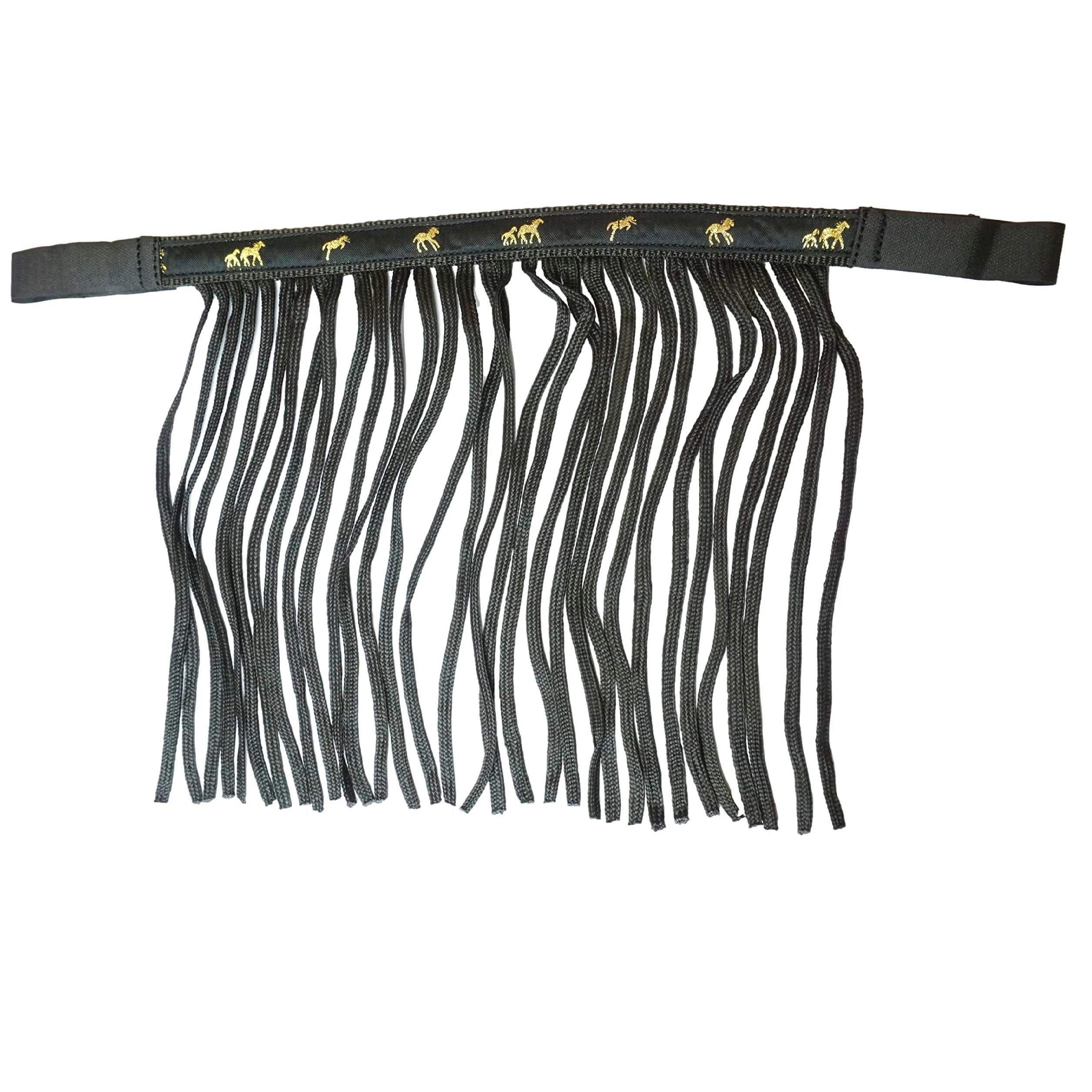 Franjas antimoscas para caballos, máscara con flecos y cierre, gorro para Shetty, Pony, Cob, sangre caliente, Kb (Cob), color negro
