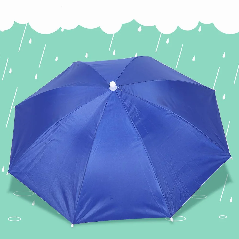 Nikou Paraguas de pesca 65 cm plegable sombrero montado camuflaje azul real