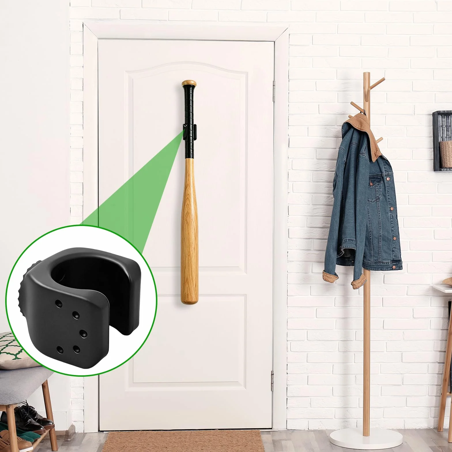 Soporte para Bate de Béisbol de Madera 2 Piezas Pared Colgador 30-36 mm