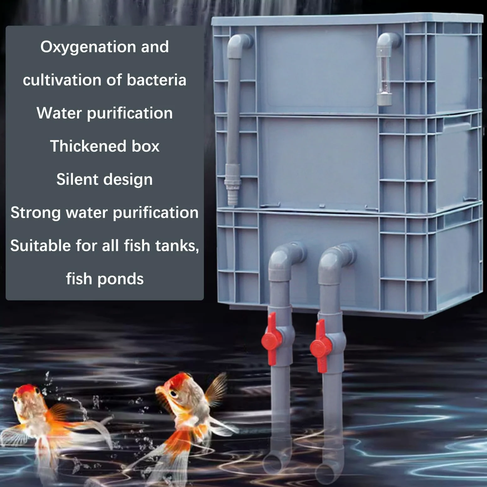 Caja de Volumen Agua Externa PE | Múltiples tamaños: for el ciclo del agua del estanque de peces(23.62x15.75x27.17in/60x40x69CM)