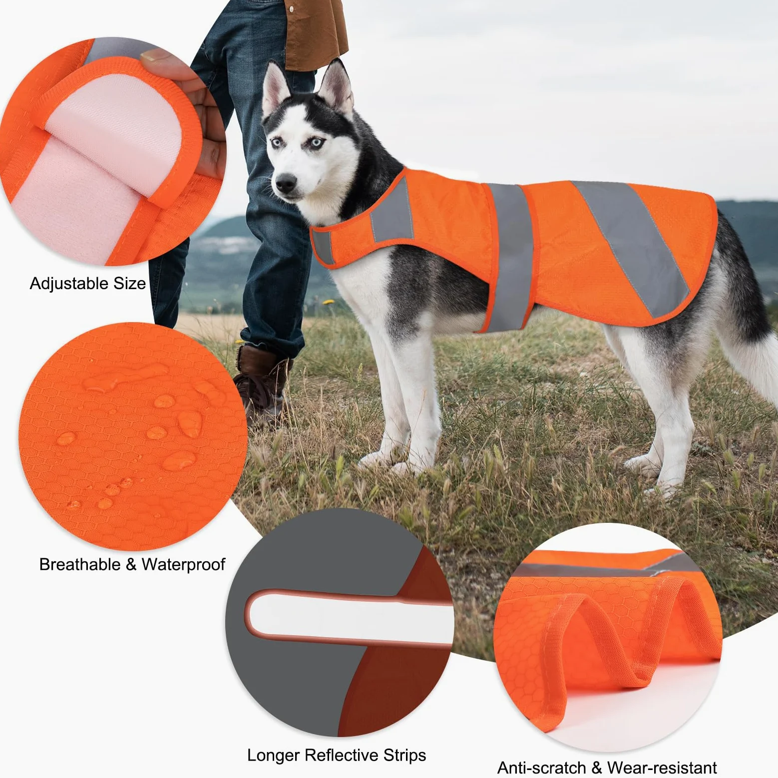Chaleco naranja para perro, seguridad de alta visibilidad, chaleco de caza para perros, chaqueta suave ajustable, chaleco reflectante para perros pequeños, medianos y grandes
