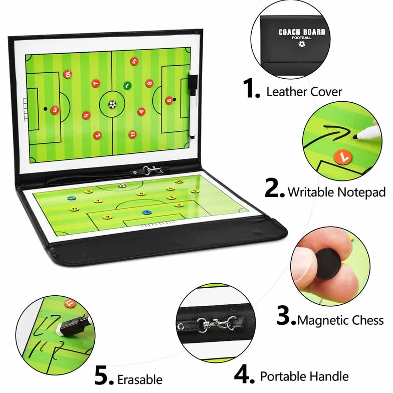 Flintronic Pizarra Táctica Fútbol Magnética Portátil Tablero Entrenamiento Entrenador con Imanes