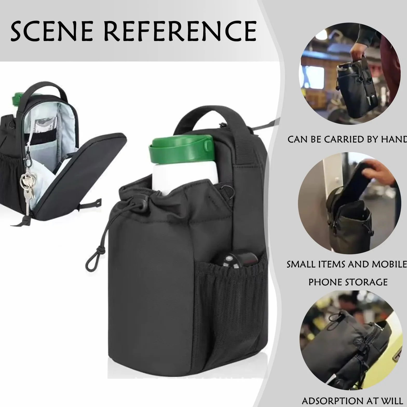 Bolsa magnética para botella de agua 1,5 L para gimnasio, deporte, con correa ajustable