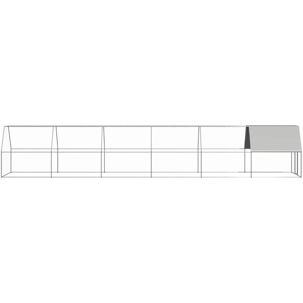 Jaula XXL para pollos, 2 x 12 x 2 m, de acero galvanizado, para exteriores, para pollos, patos y aves de corral, establo estable con techo y cerradura de puerta, pajarera para animales