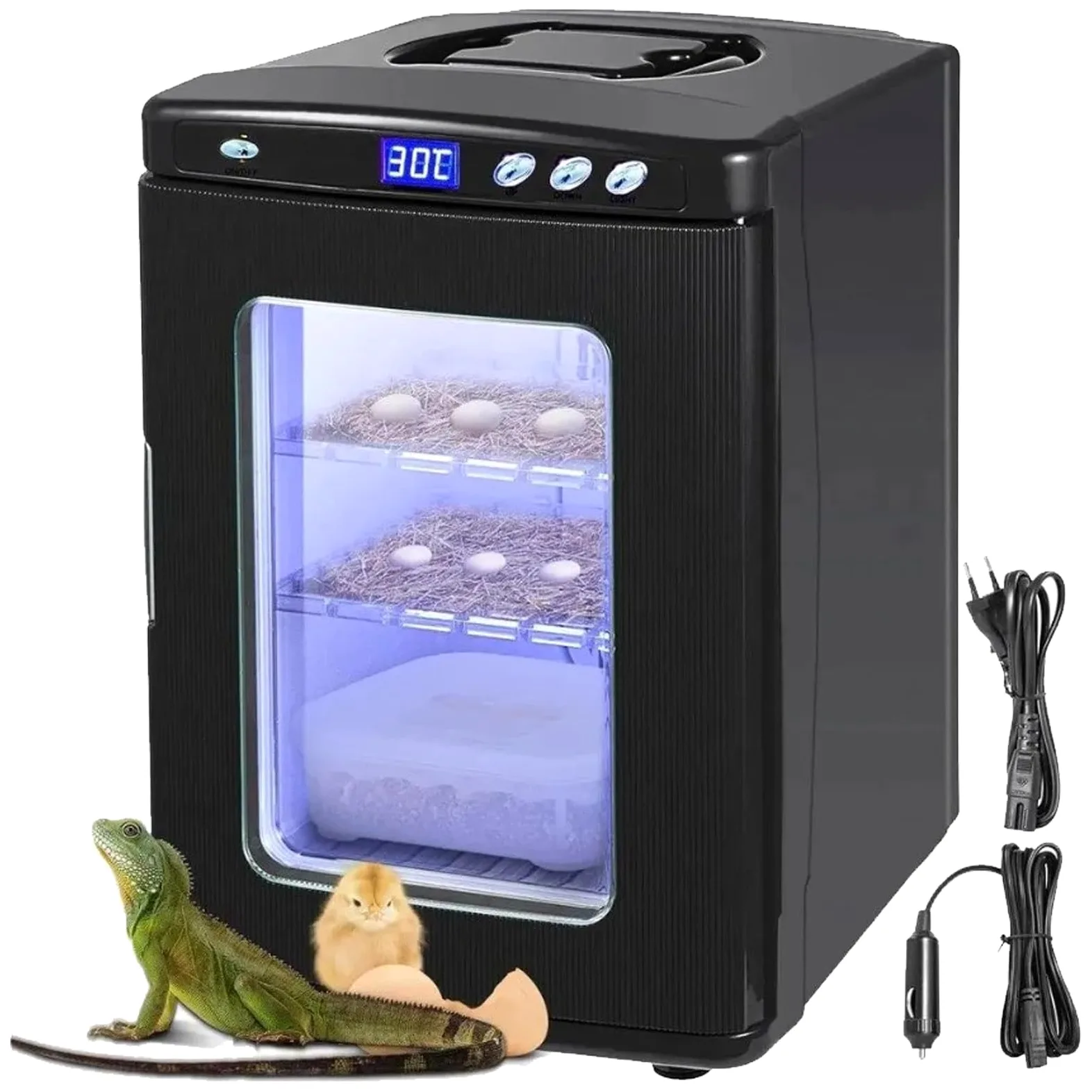 400W Incubadora de Reptiles de 25L, incubadora Digital de Huevos, incubadora de Laboratorio científico, refriración y calefacción de 5-60 °C, Trabajo for Reptiles pequeños Black