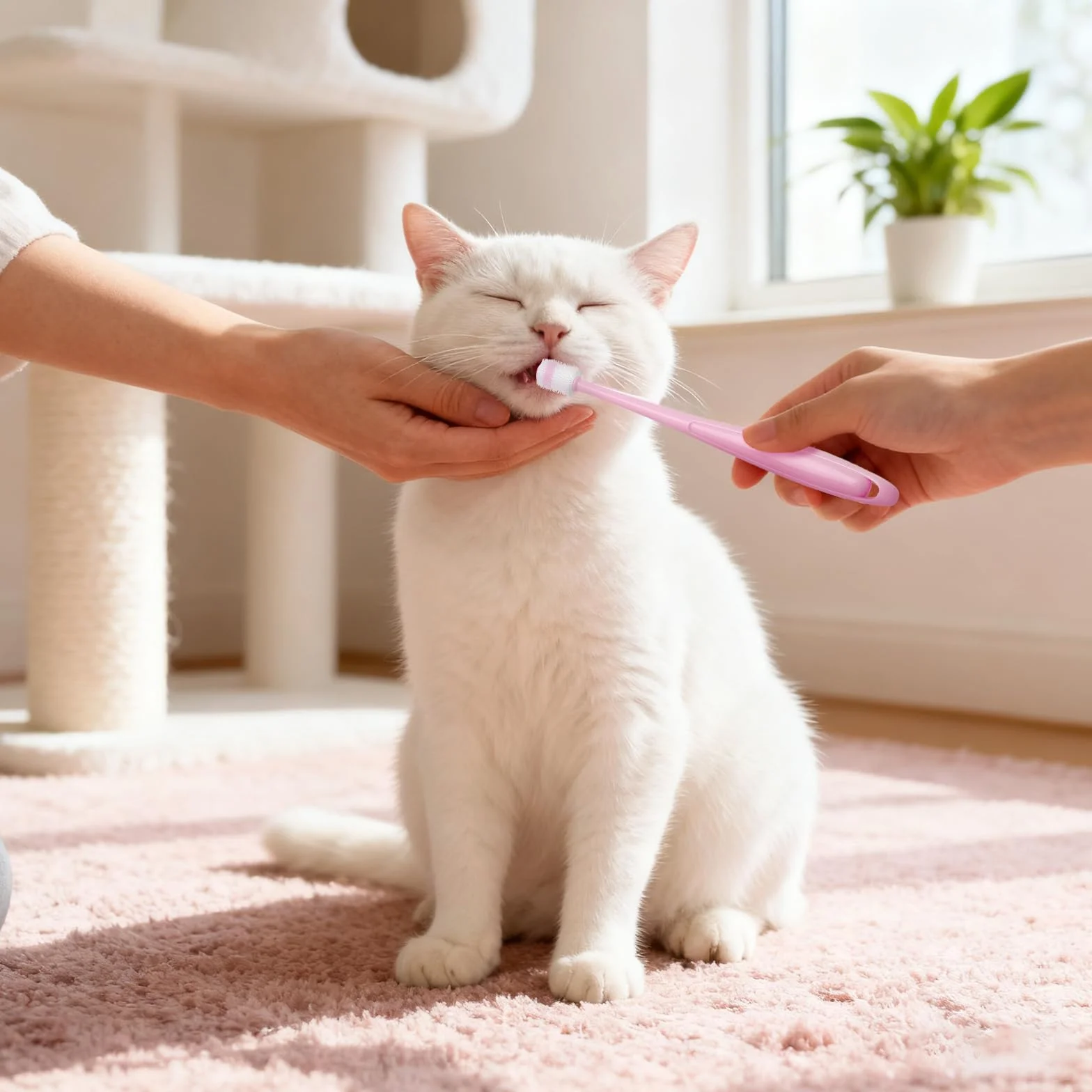 Juego de Cepillo de Dientes para Gatos – 3 Cepillos de Dientes + 2 Cepillos de 360 Grados, Silicona Suave, Reutilizable, para Perros y Gatos