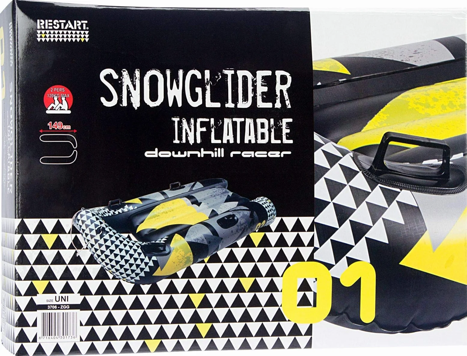 Tobogan Inflable Restart, Talla Única, Negro Gris Amarillo