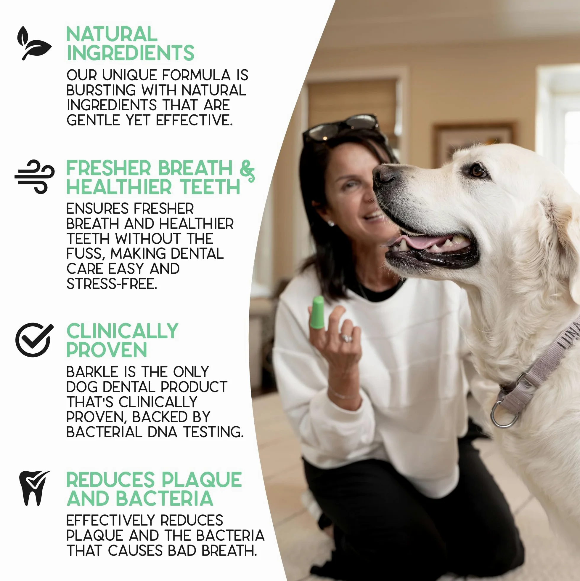 Barkle Gel de limpieza de dientes de perro, el mejor kit de cepillo de dientes para perros comprobado por veterinarios para eliminar la placa, el sarro y la placa