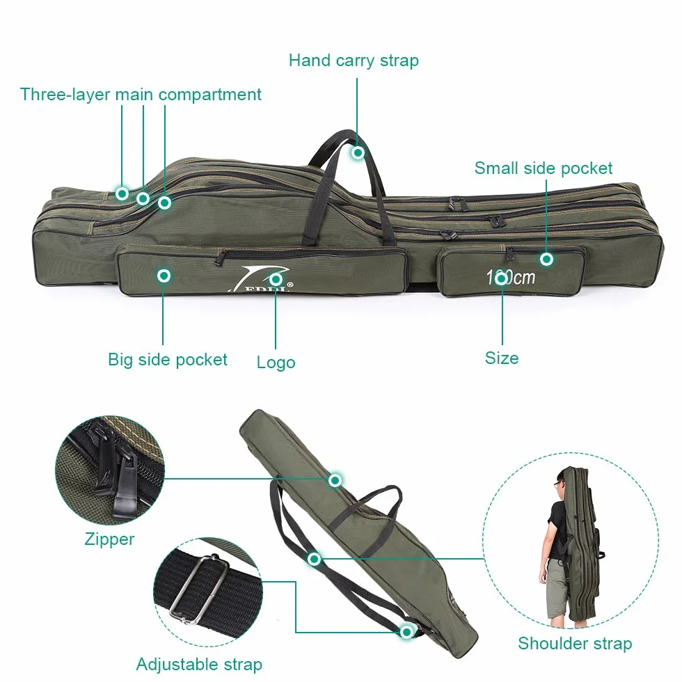 Lixada Barra de Pesca Plegable Portátil Bolsa de Almacenamiento 120/130/150cm