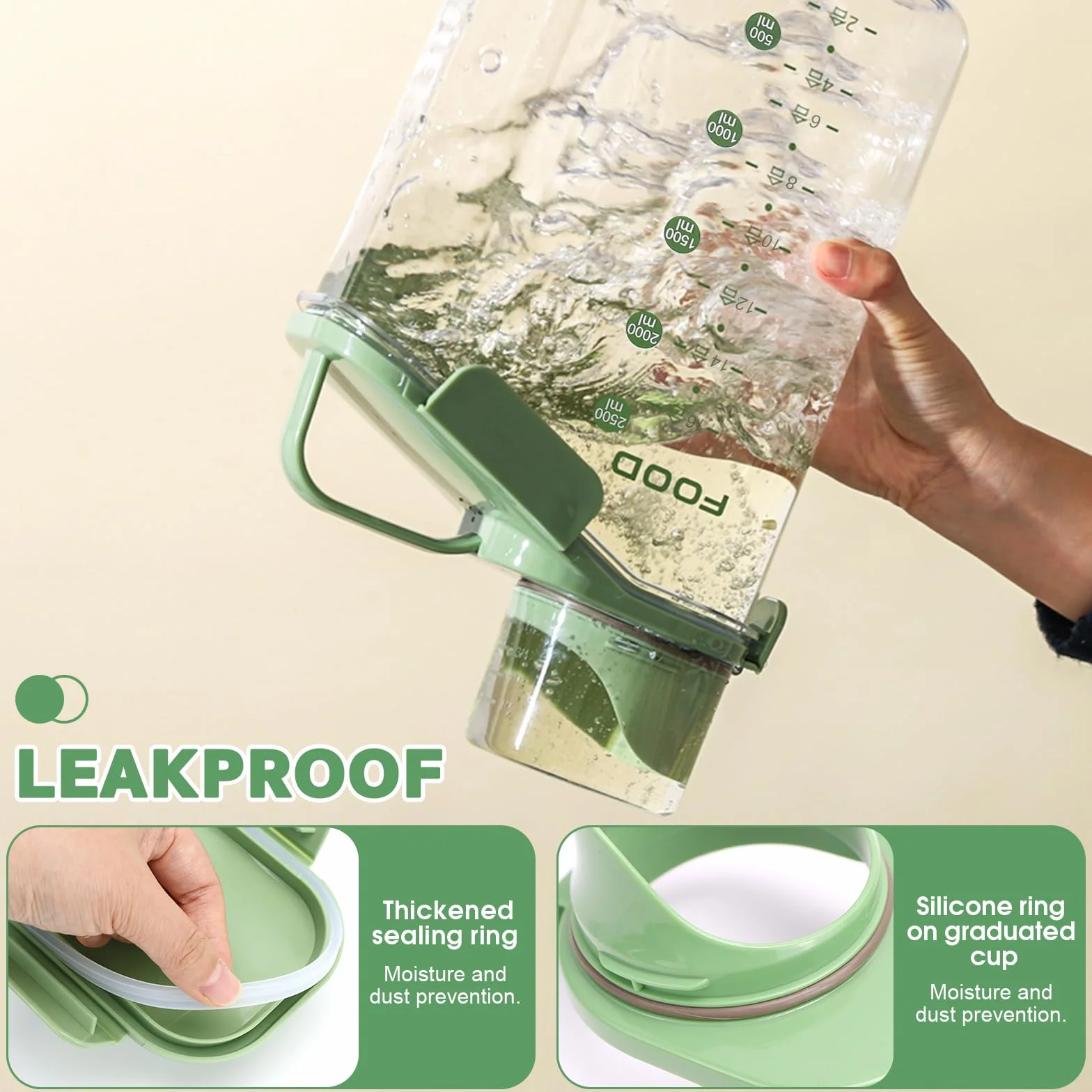 Contenedor Pienso Perros 3L Botes Cocina Almacenaje con Vaso Medidor Pienso Transparente Botes Hermeticos Cocina para Cereales Arroz Comida para Mascotas