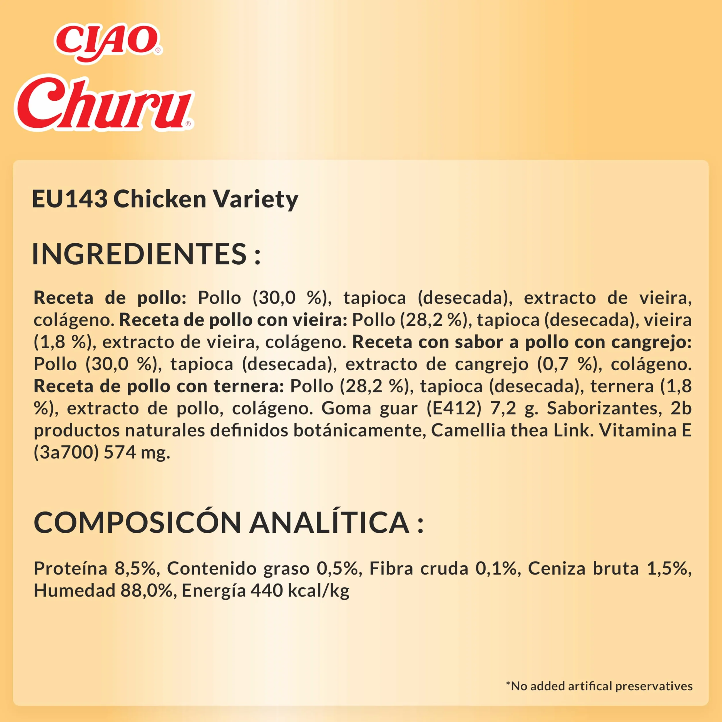 INABA Churu Gatos - 4 Recetas de Snacks Saludables a Base de Pollo - Deliciosos Premios con Textura Suave y Cremosa - Natural, Sin Cereales, Sin Conservantes, Sin Colorantes - 560g (40x14g)